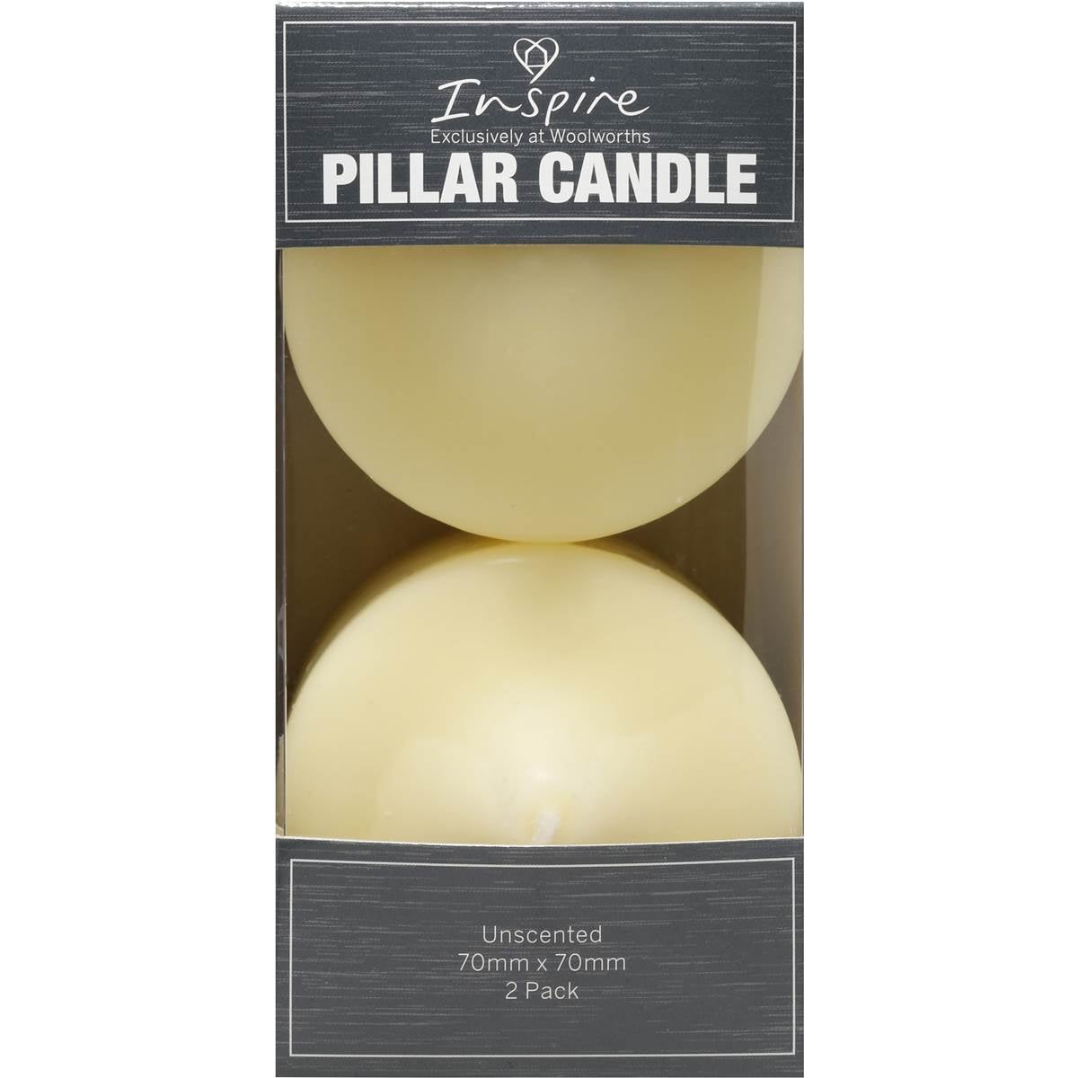 Woolworths Essential Candle Candle Pillar 70mm X 70mm 2pk Woolworths