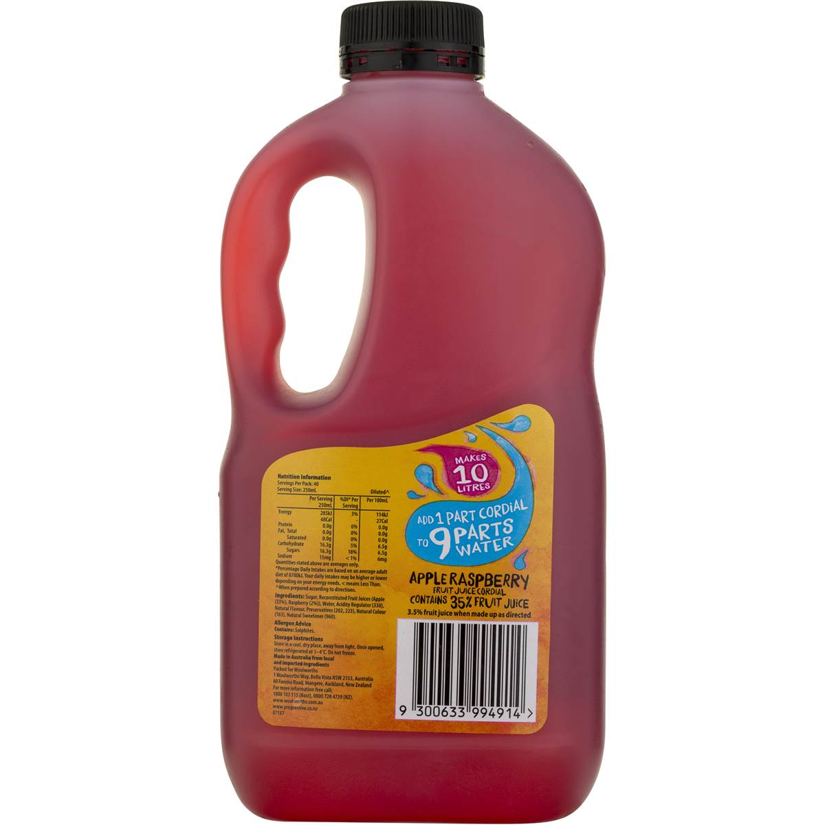 Woolworths Essentials Apple & Raspberry Cordial 1l | Woolworths