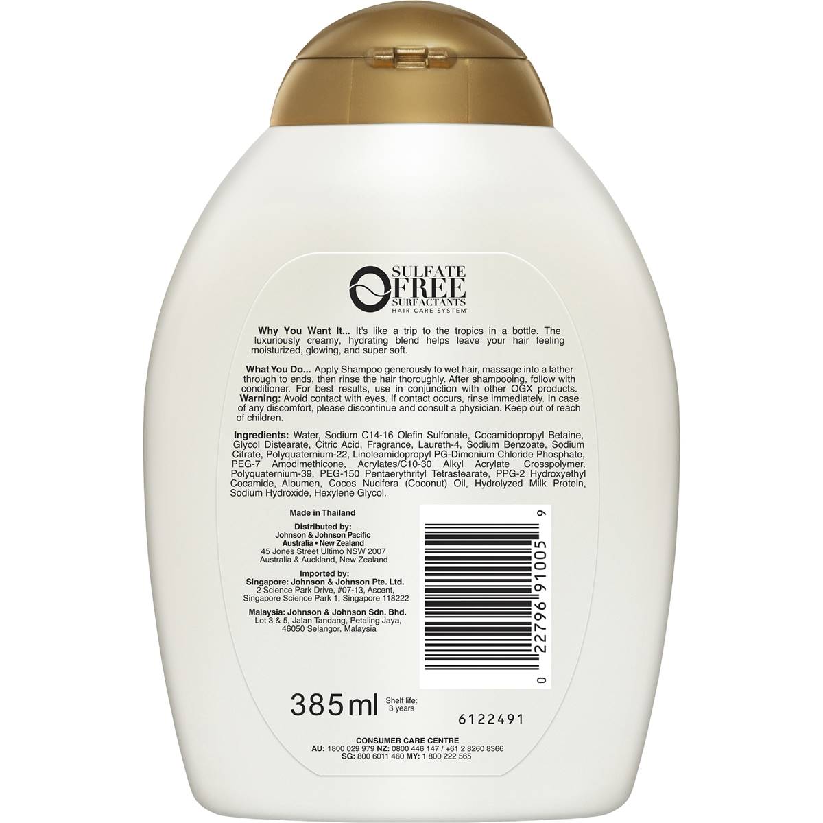 Ogx Coconut Milk Shampoo Shampoo For Dry Hair 385ml Woolworths