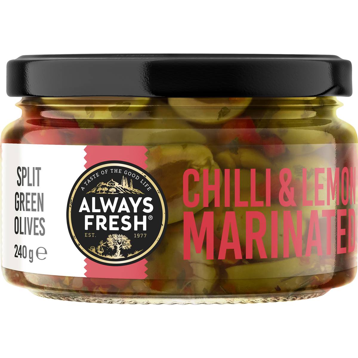 Always Fresh Lemon & Chilli Split Green Olives