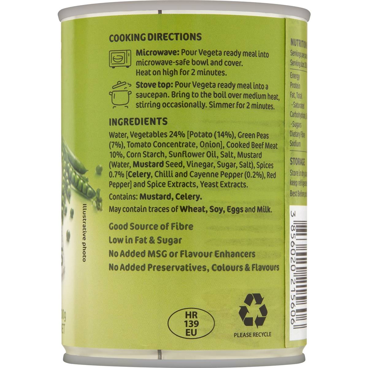 Vegeta Beef Slow Cooked With Green Peas & Potatoes 400g Woolworths