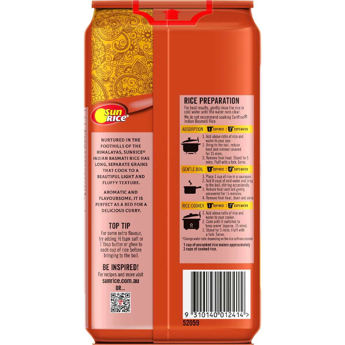 Sunrice Indian Grown Basmati Rice Classic 1kg Woolworths