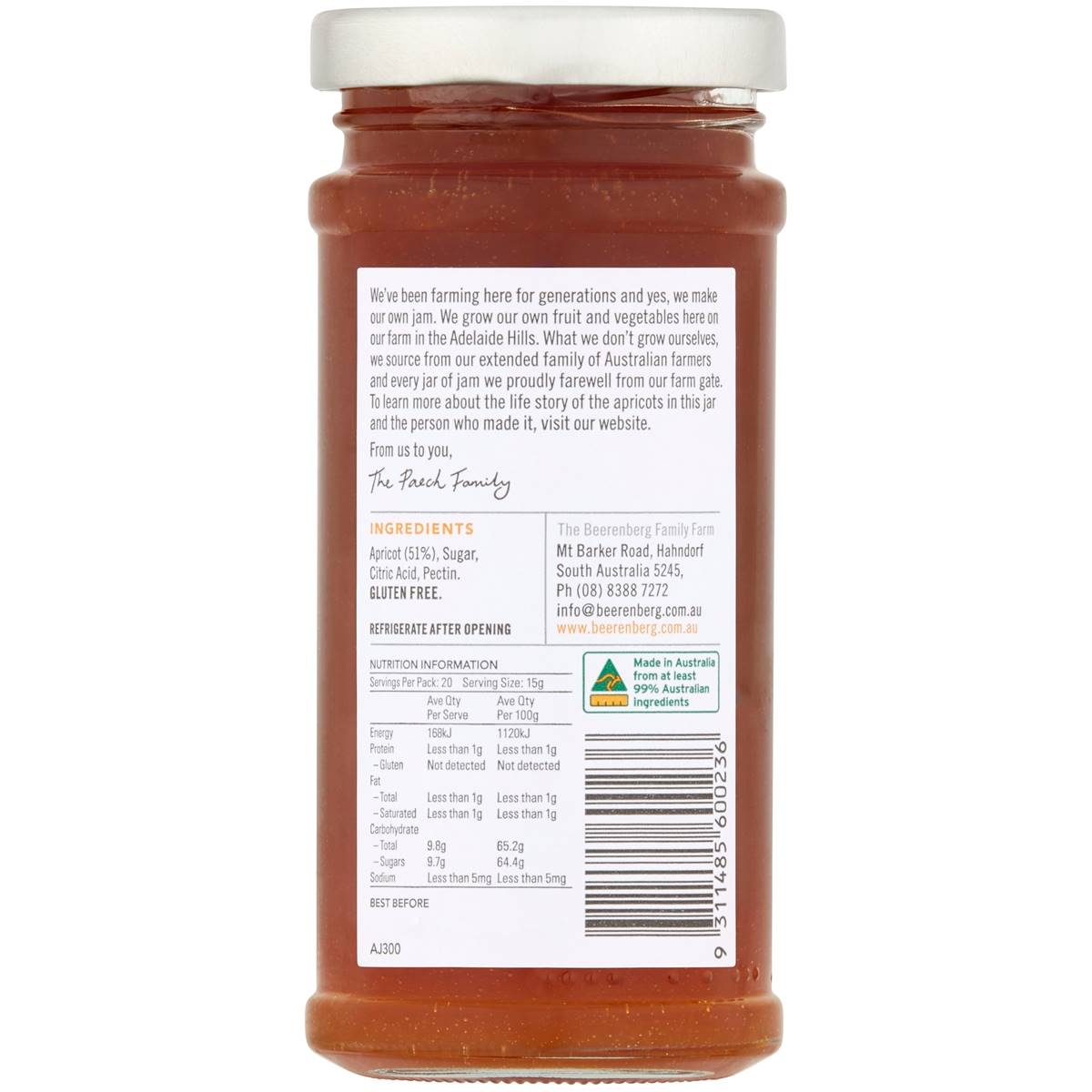 Beerenberg Apricot Jam 300g Woolworths
