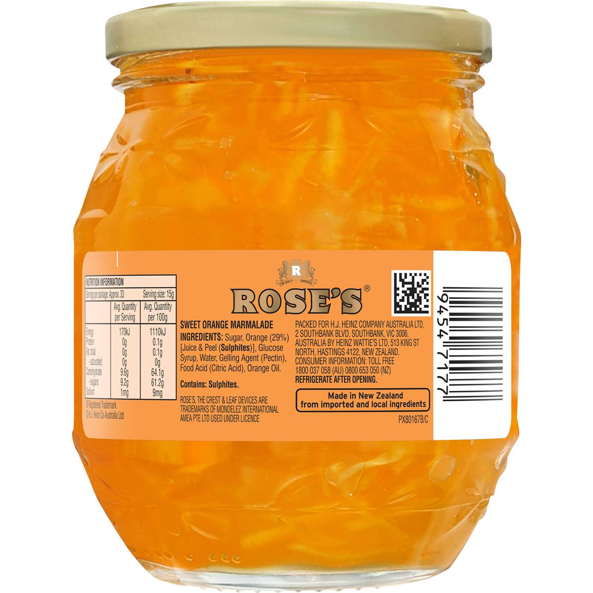 Rose's Sweet Orange Marmalade Jam 500g Woolworths