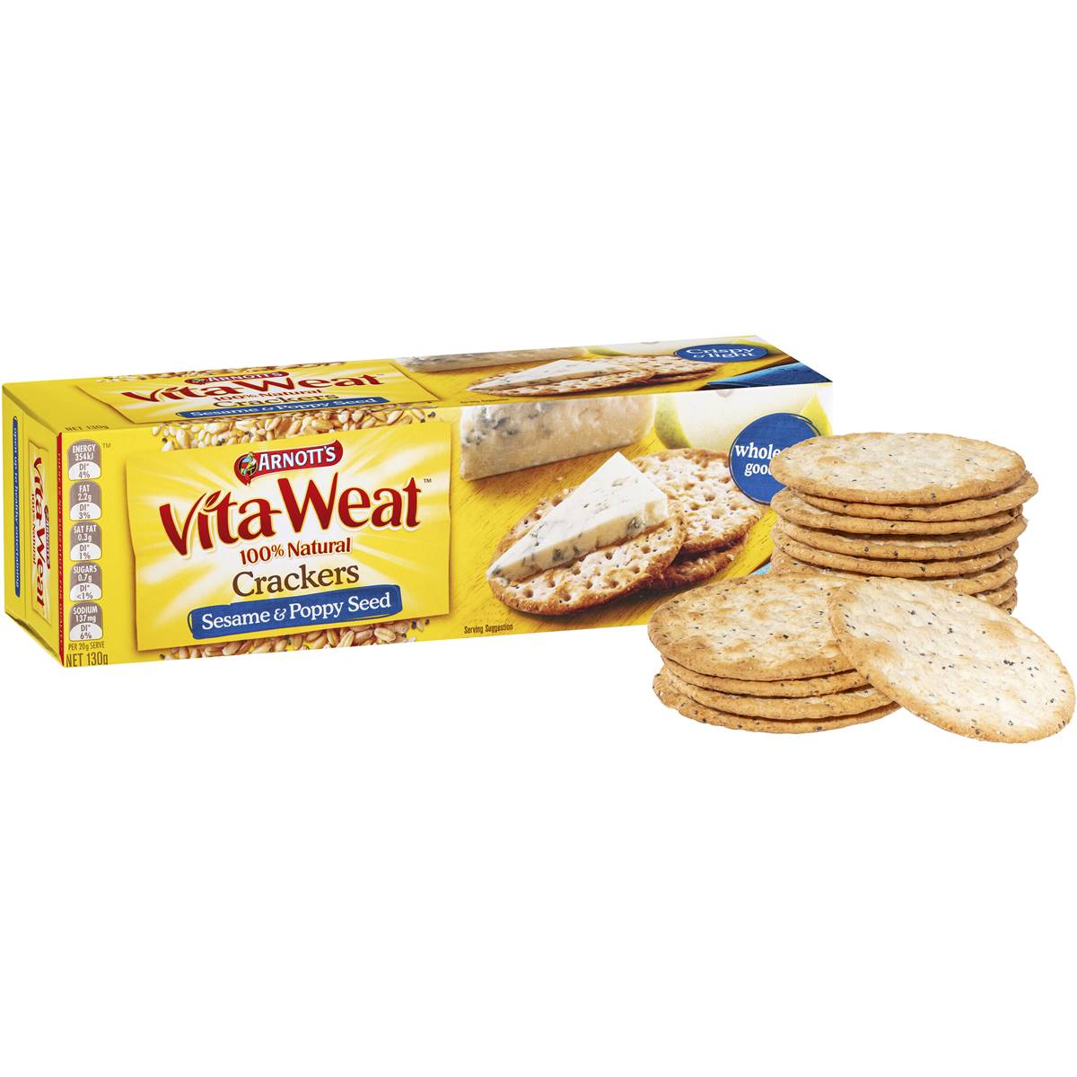 Arnott's Vita Weat Cracker Sesame & Poppy Seed Crackers 130g Woolworths