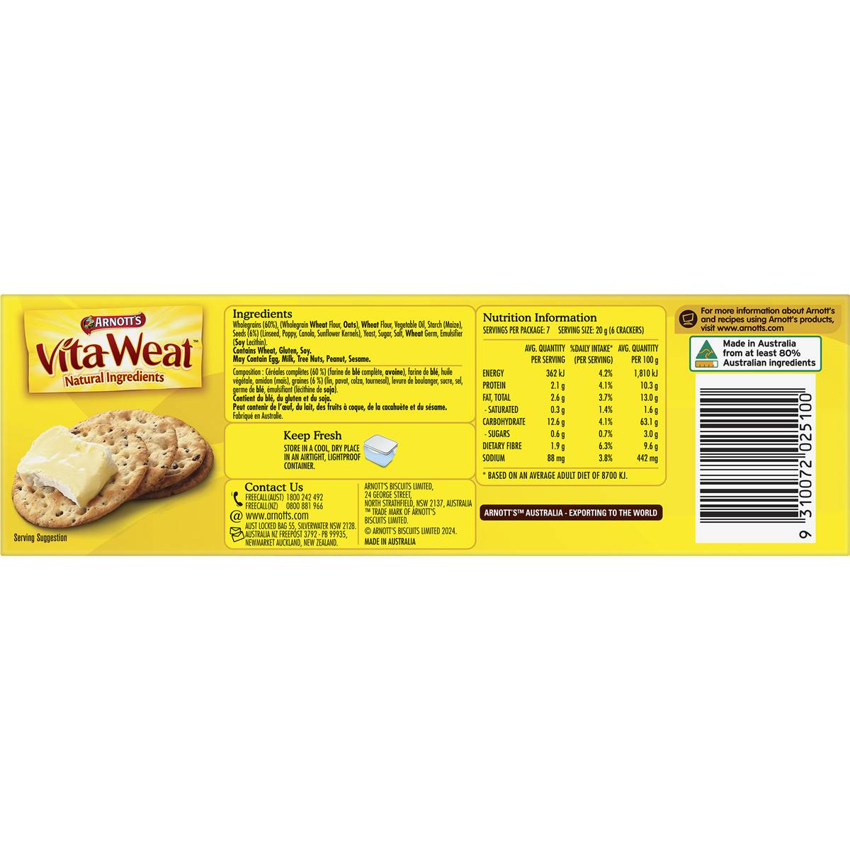 Arnott's Vita Weat Cracker Multigrain Crackers 140g Woolworths
