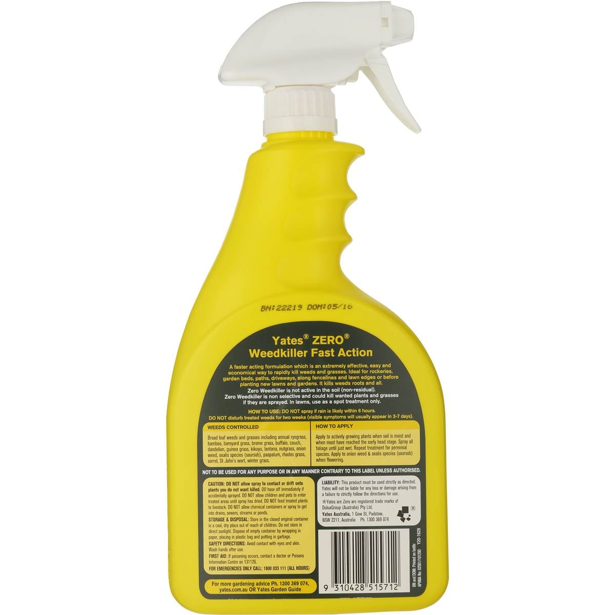 Yates Zero Rapid Garden Weed Killer 750ml Woolworths