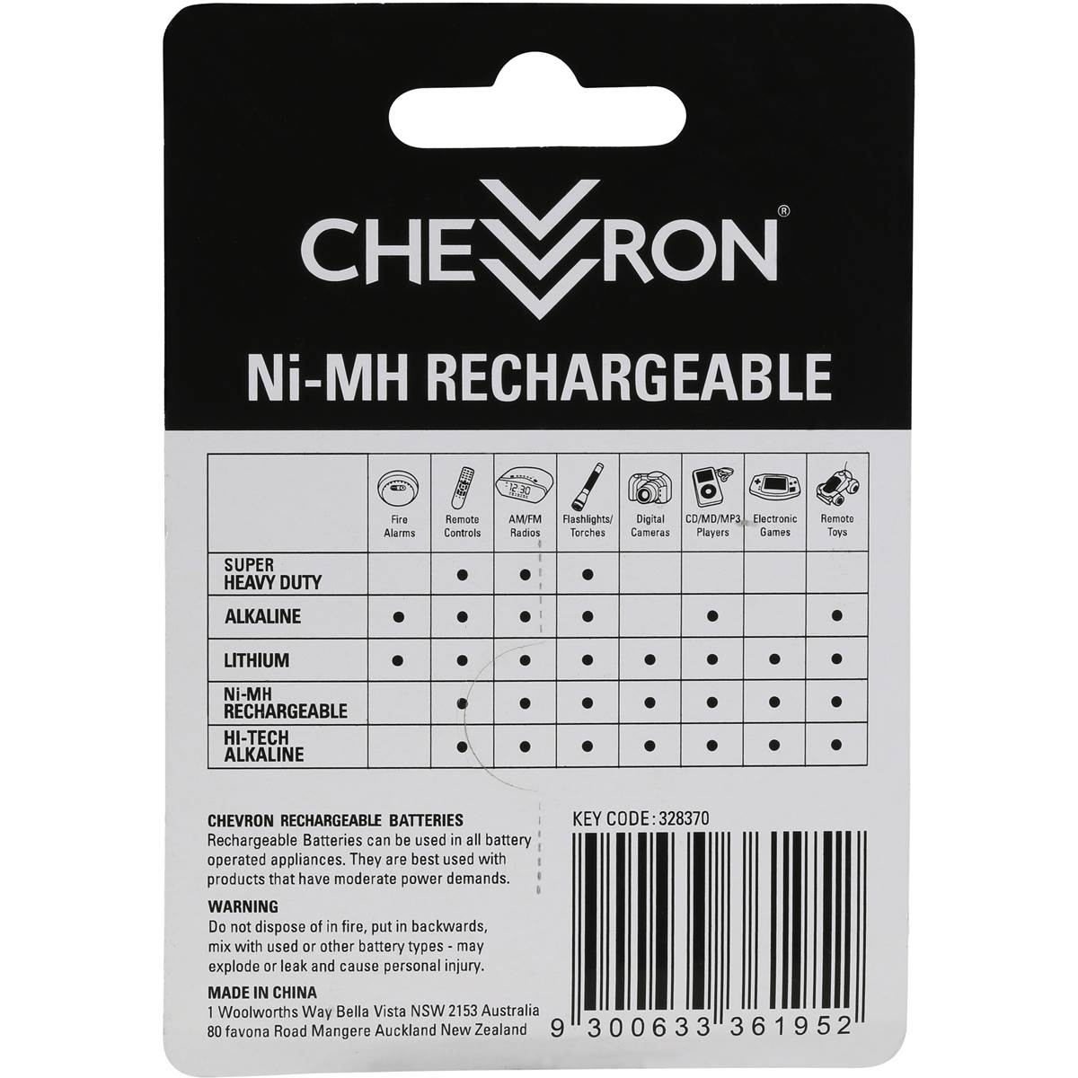 Chevron Rechargeable Batteries Aa 2000mah 4 Pack Woolworths