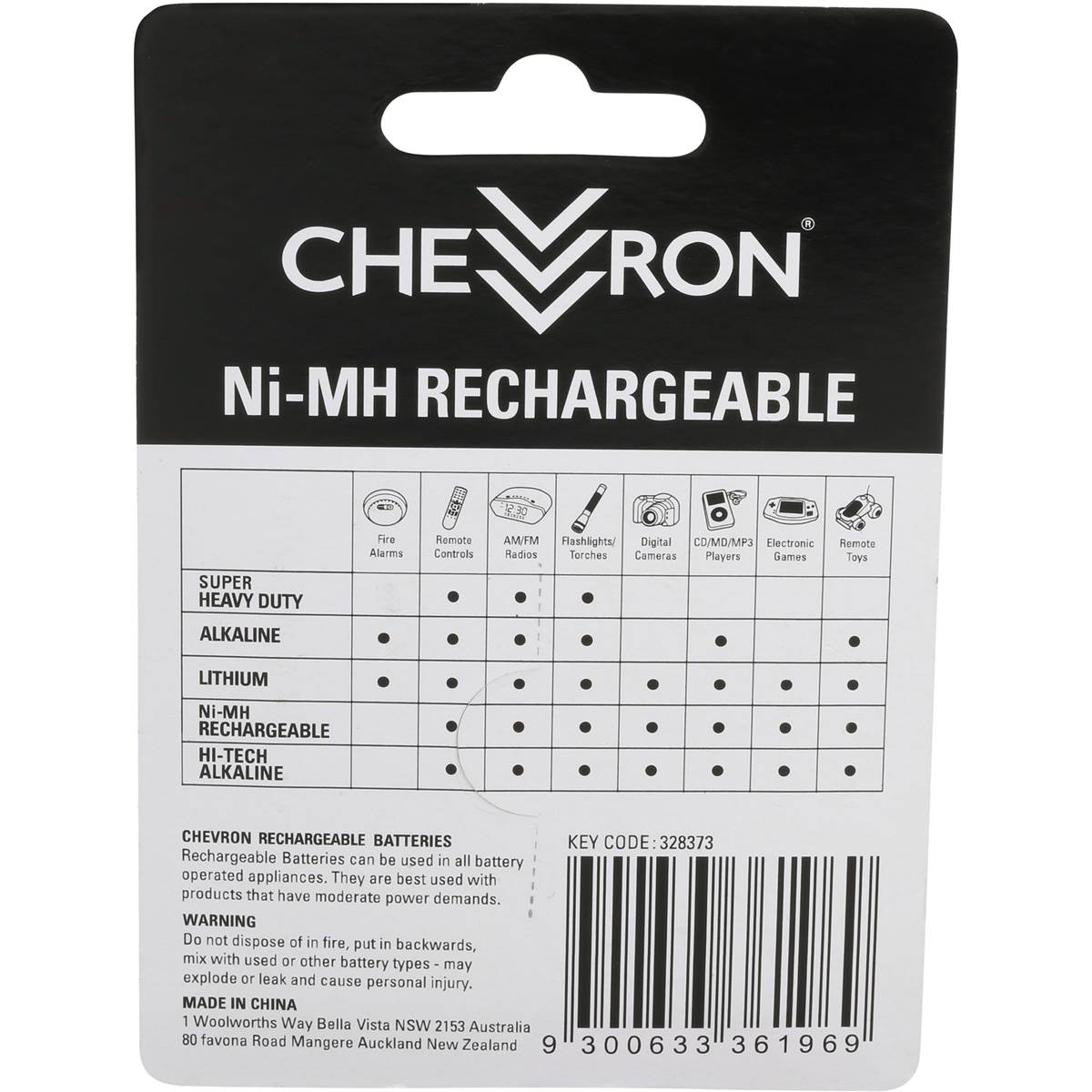 Chevron Rechargeable Batteries Aaa 800mah 4 Pack Woolworths