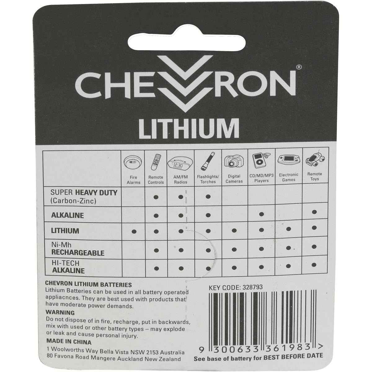 Chevron Aaa Batteries 4 Pack Woolworths