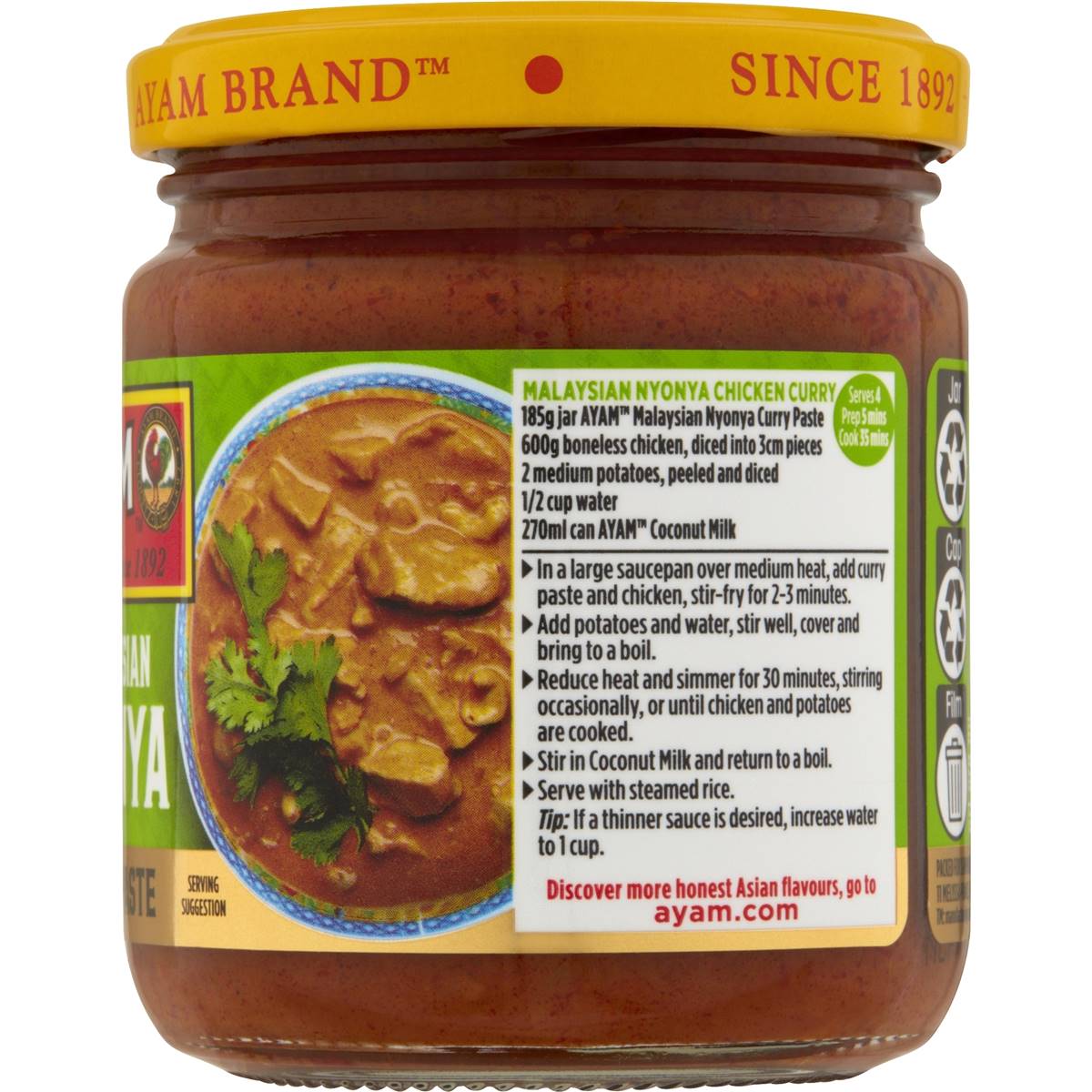 Ayam Malaysian Nyonya Curry Paste 185g Woolworths