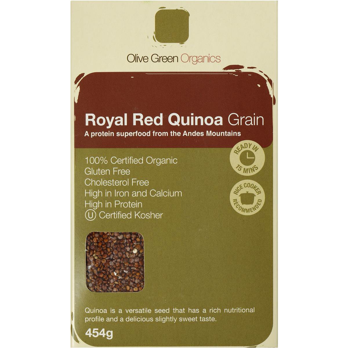 Olive Green Organics Quinoa Grain Royal Red 454g Woolworths