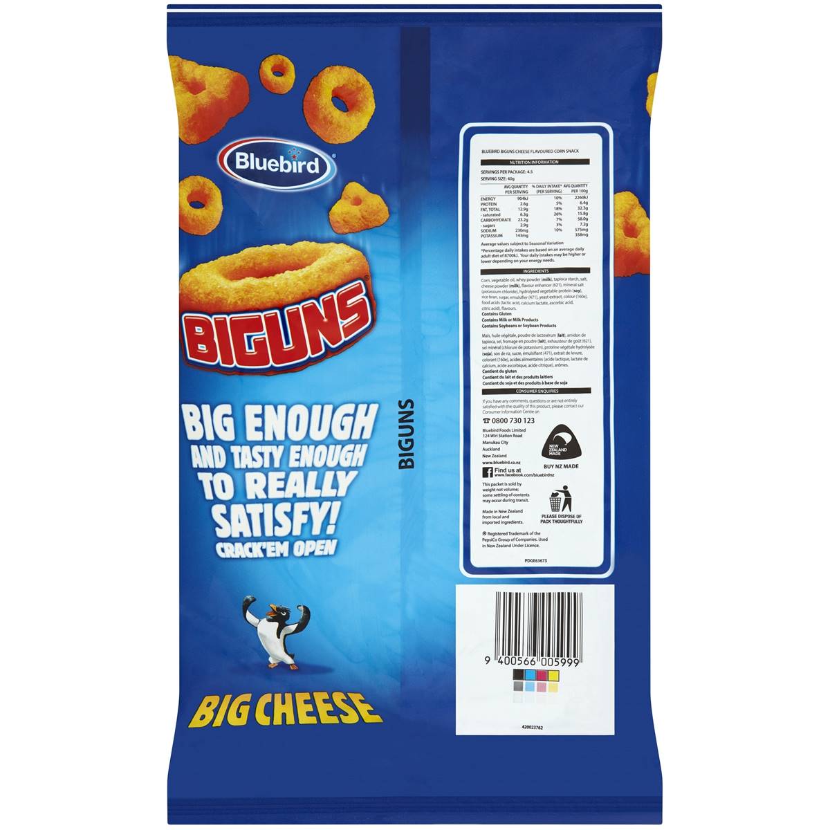Bluebird Biguns Cheese 180g Woolworths