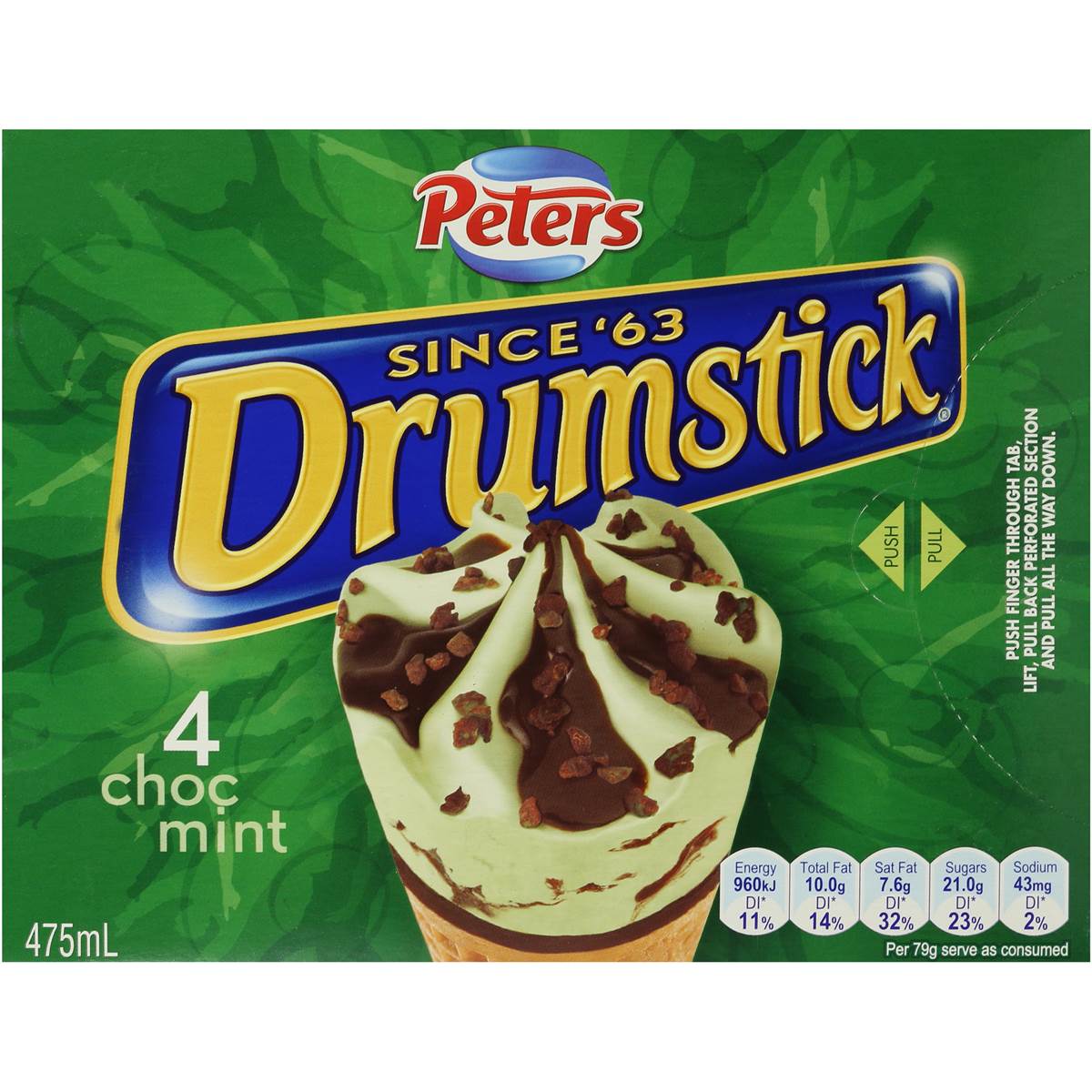 Peters Drumstick Chocolate Mint 4pk 476ml Woolworths