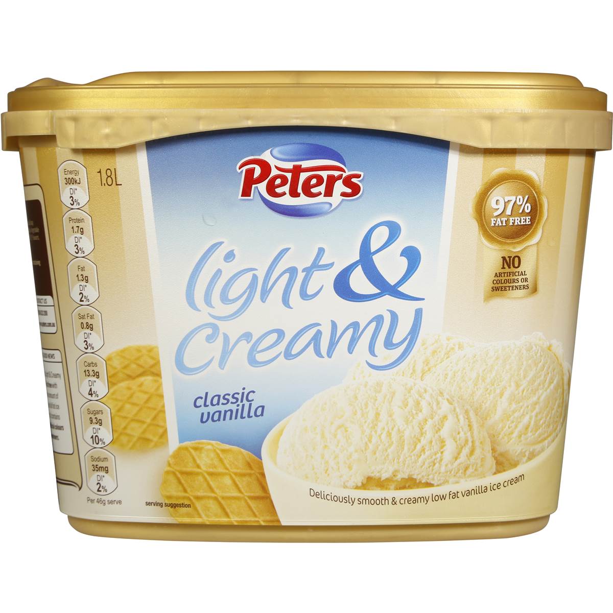 Peters Light & Creamy Classic Vanilla Ice Cream 1.8l Woolworths