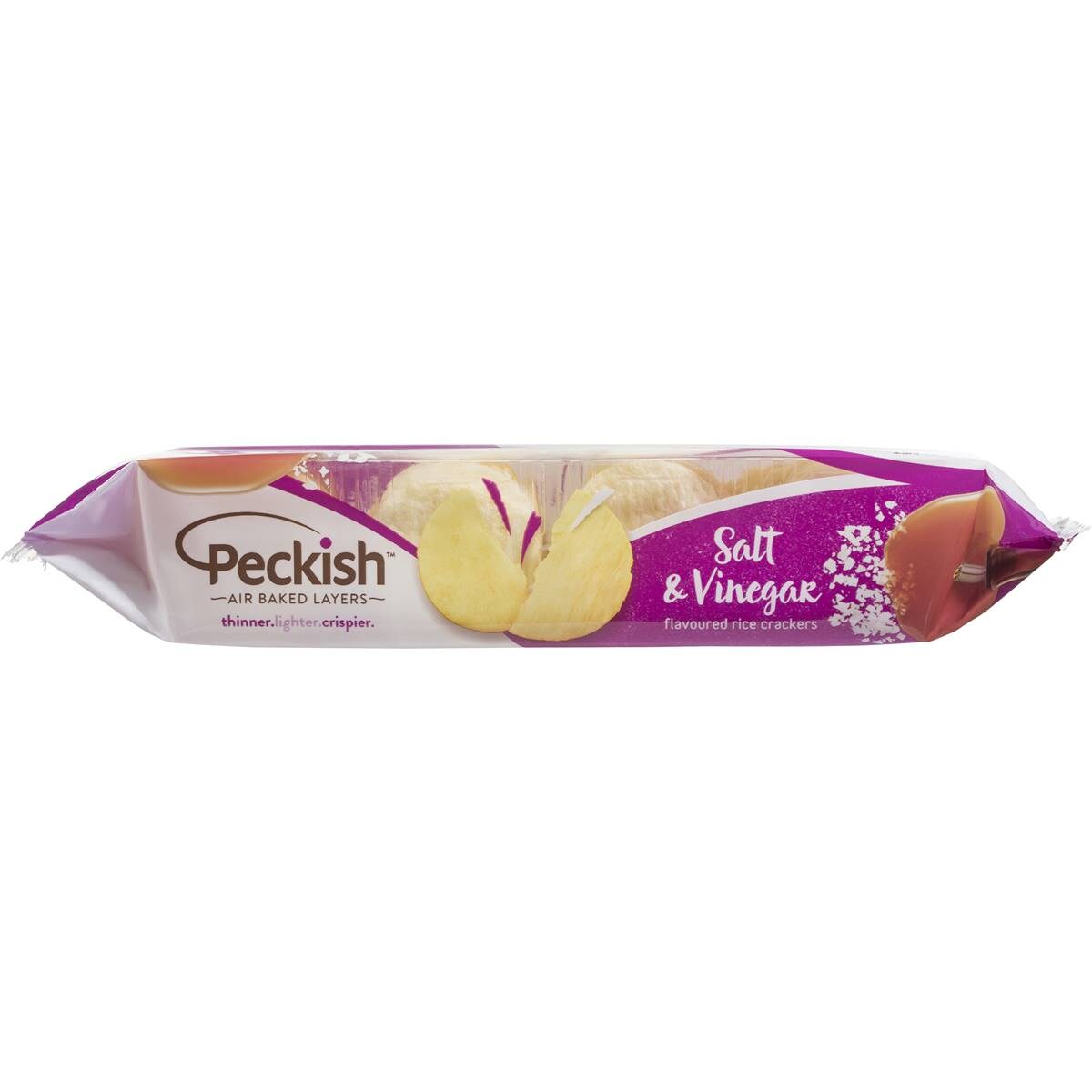Peckish Thins Rice Crackers Salt & Vinegar 100g Woolworths