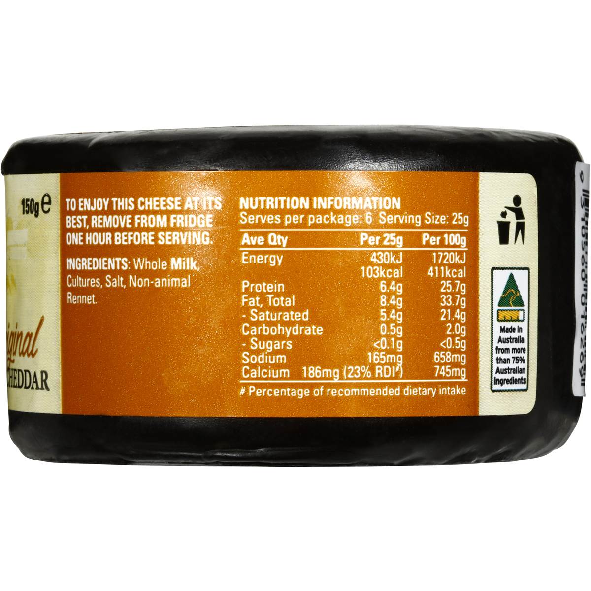 The Margaret River Dairy Company Original Club Cheddar Cheese 150g