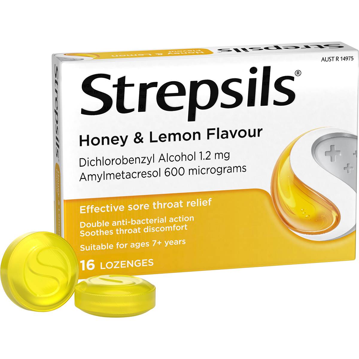 Strepsils Sore Throat Antibacterial Lozenge Honey & Lemon 16 Pack Woolworths