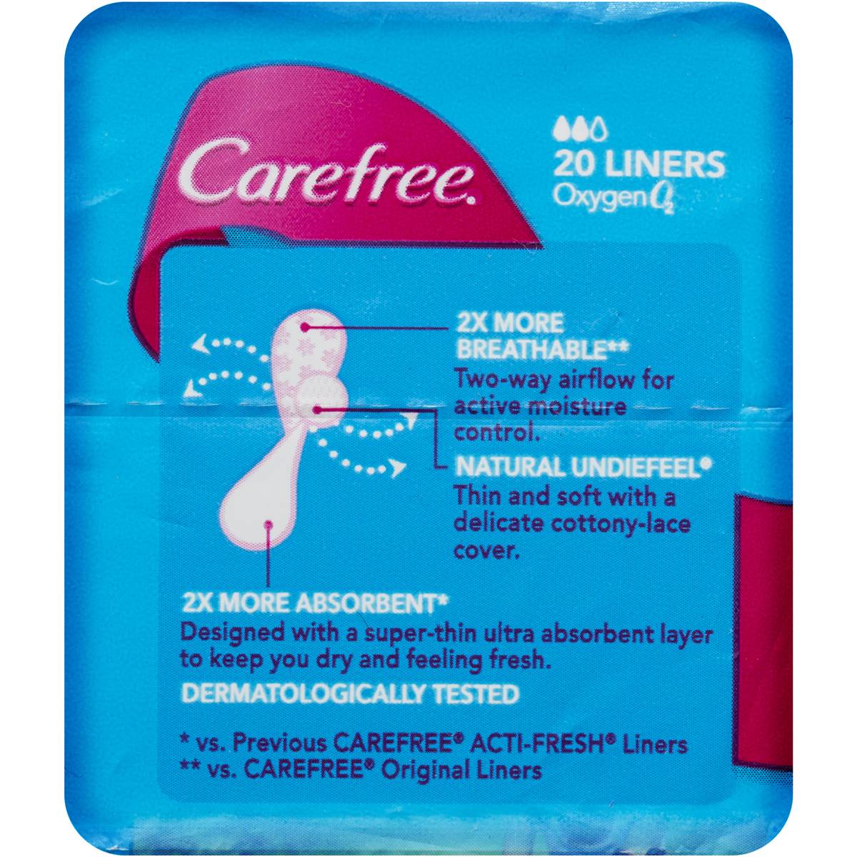 Carefree Acti Fresh Oxygen Panty Liners 20 Pack | Woolworths