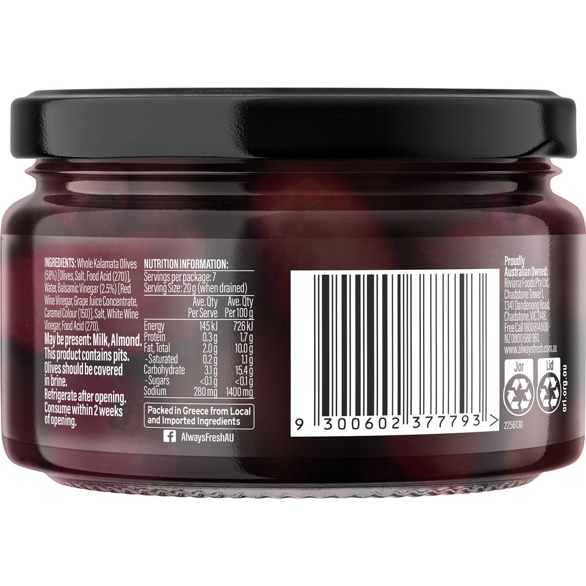 Always Fresh Balsamic Marinated Whole Kalamata Olives 240g | Woolworths
