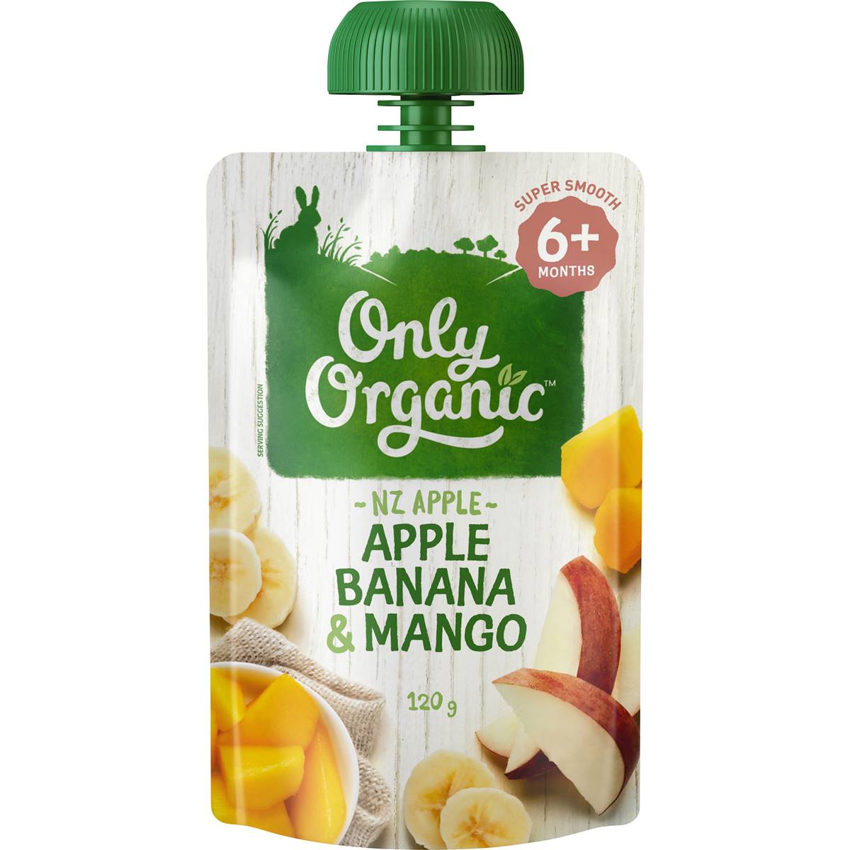 Only Organic 6 Months+ Apple Banana & Mango 120g Woolworths
