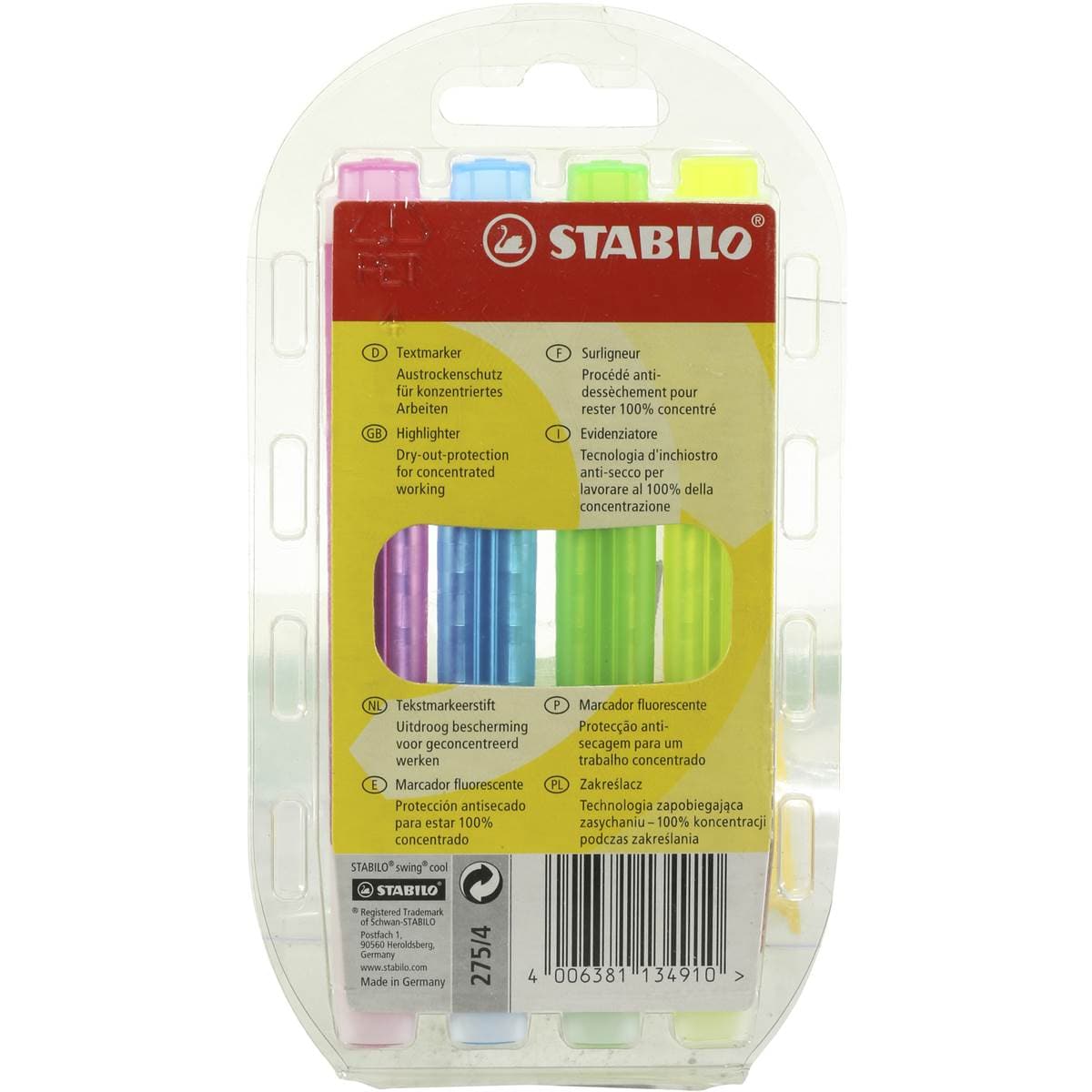 Stabilo Swing Cool Pen Highlighters 4 Pack Woolworths