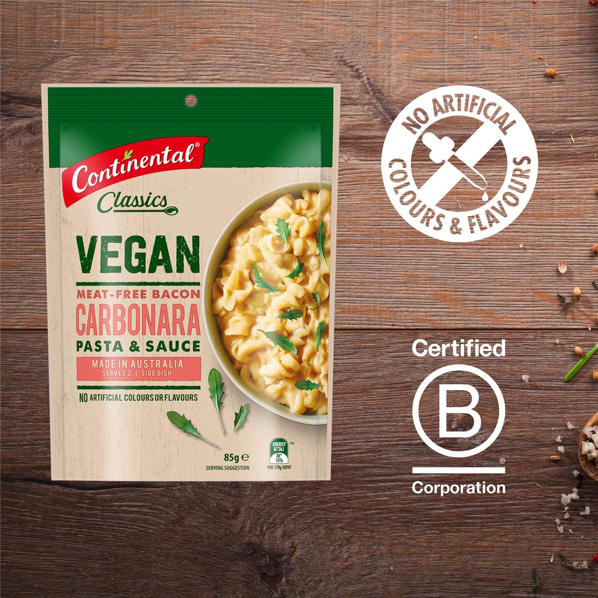Continental Vegan Carbonara Pasta & Sauce 85g Woolworths