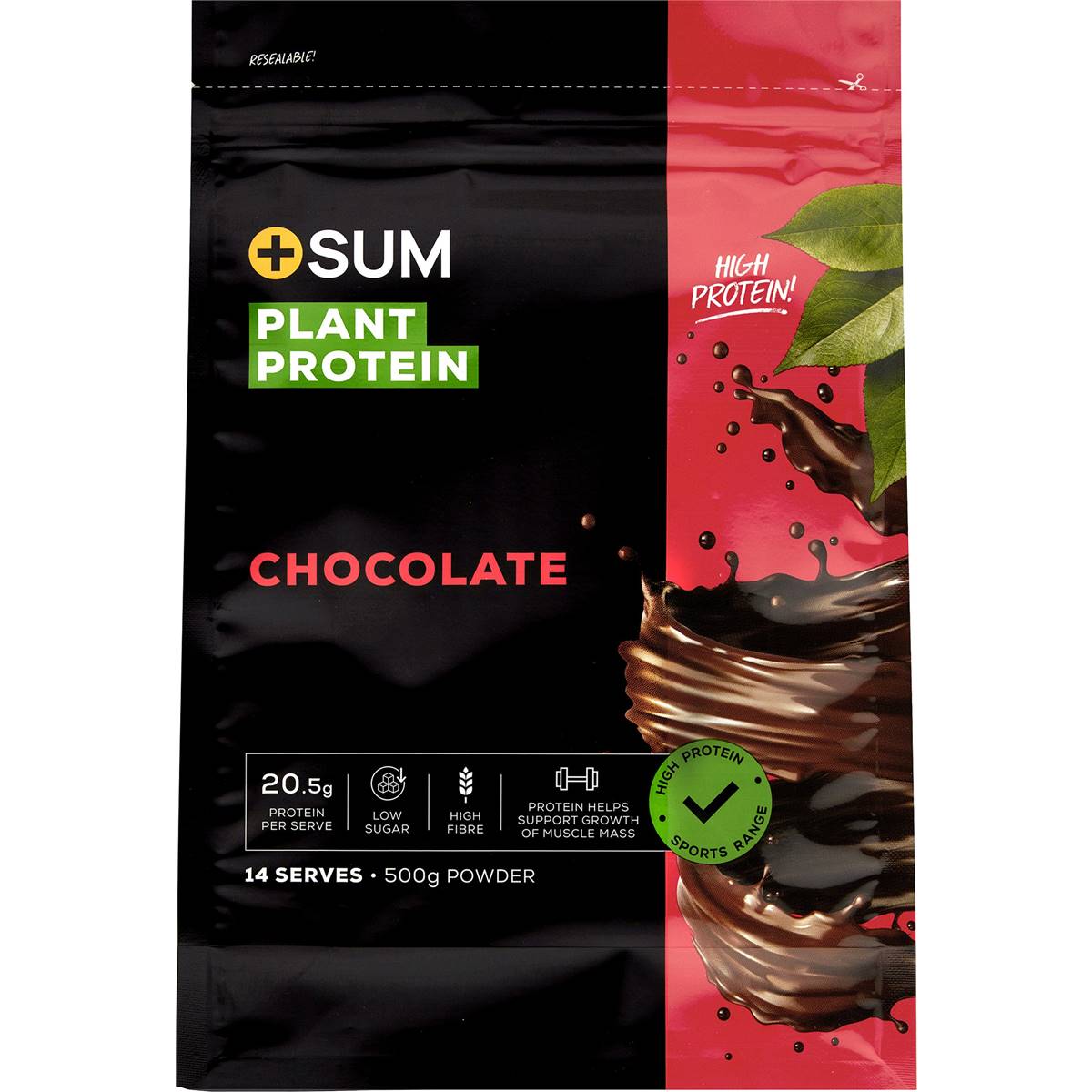 Plussum Plant Protein Powder Chocolate Flavour 500g Woolworths