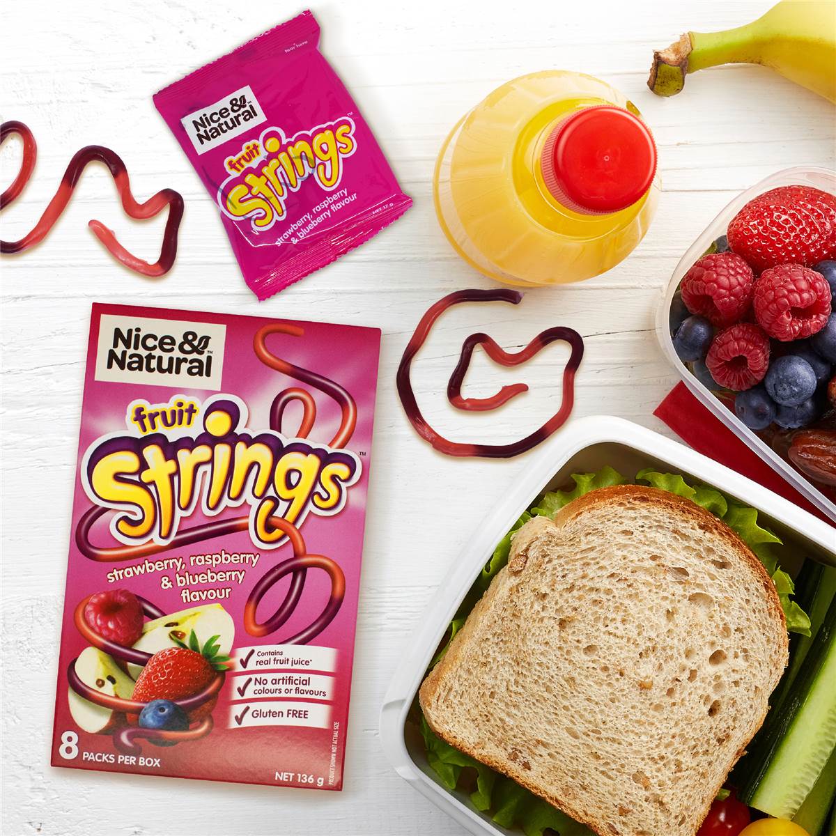 Nice & Natural Fruit Strings Strawberry 136g Woolworths