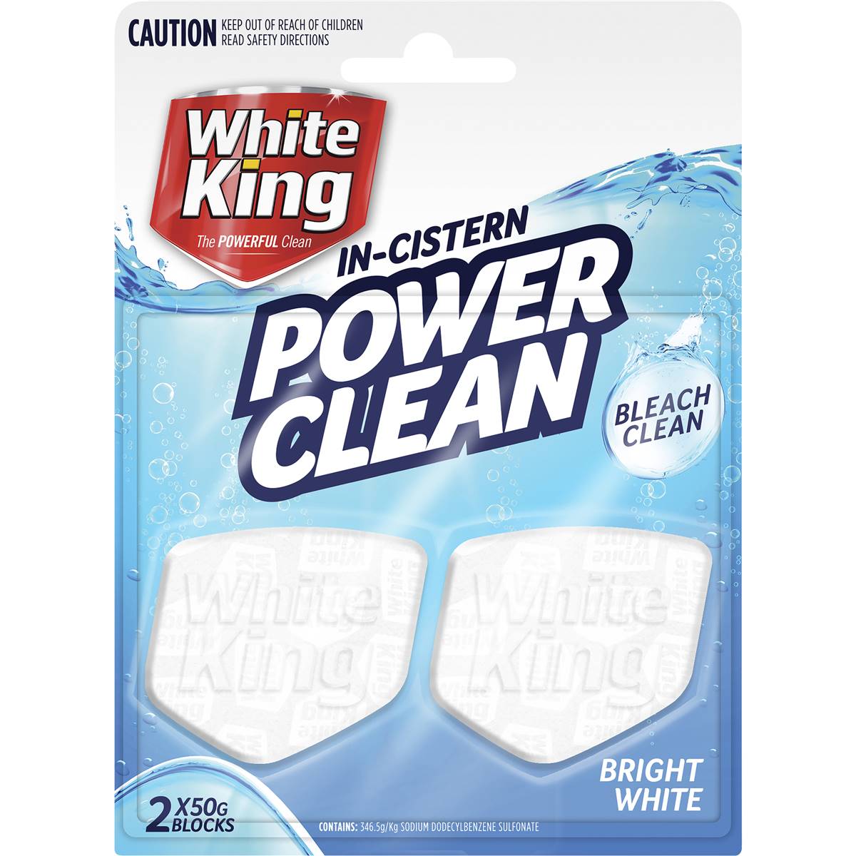 White King In-Cistern Power Clean Bright White 50g x 2 pack