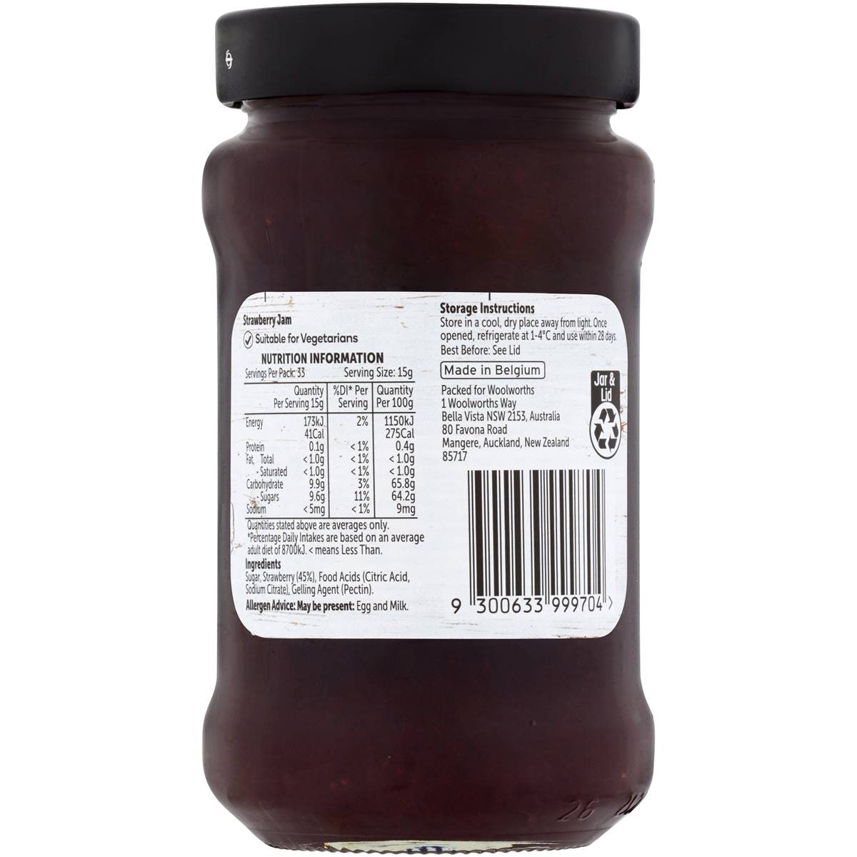 Woolworths Strawberry Jam 500g Woolworths