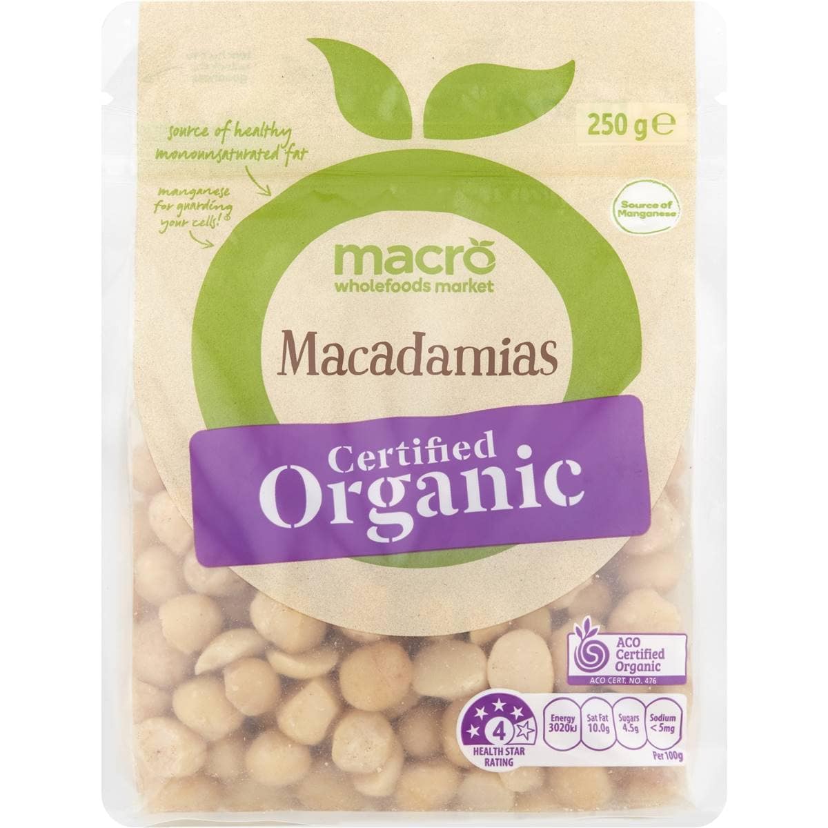 Macro Organic Raw Macadamia Nuts 250g Woolworths