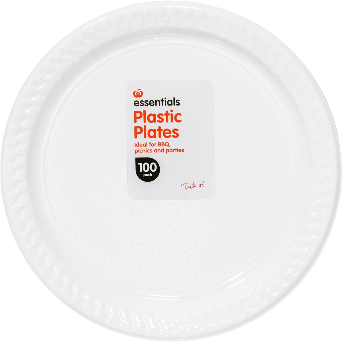 Essentials Plastic Plates White 100 Pack Woolworths