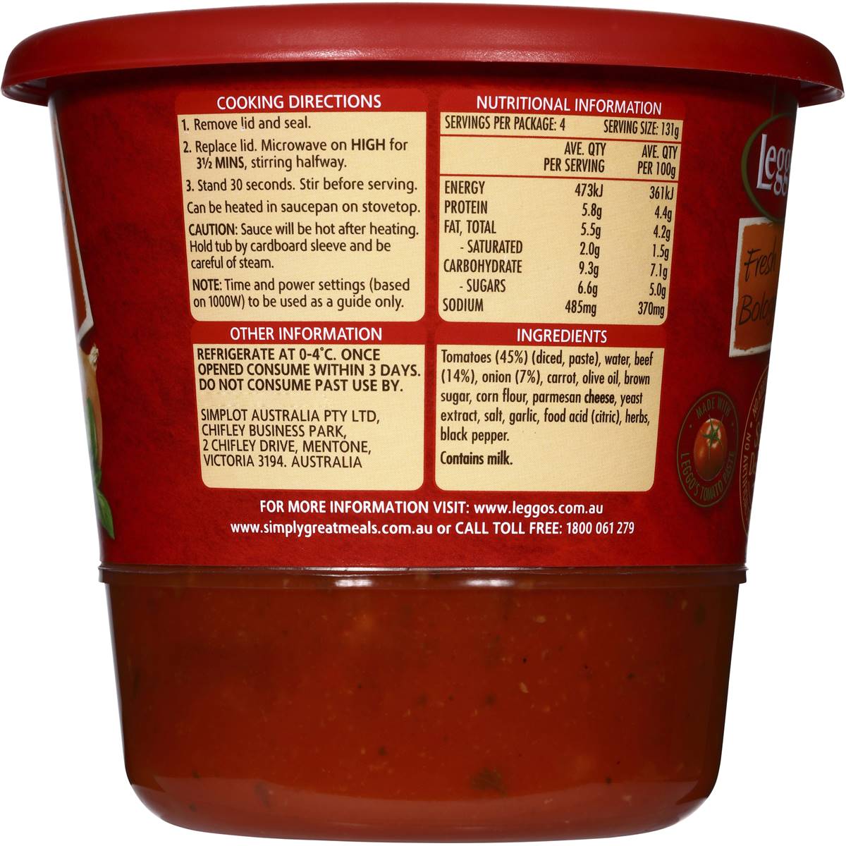 Leggos Pasta Sauce Bolognese 525g Woolworths