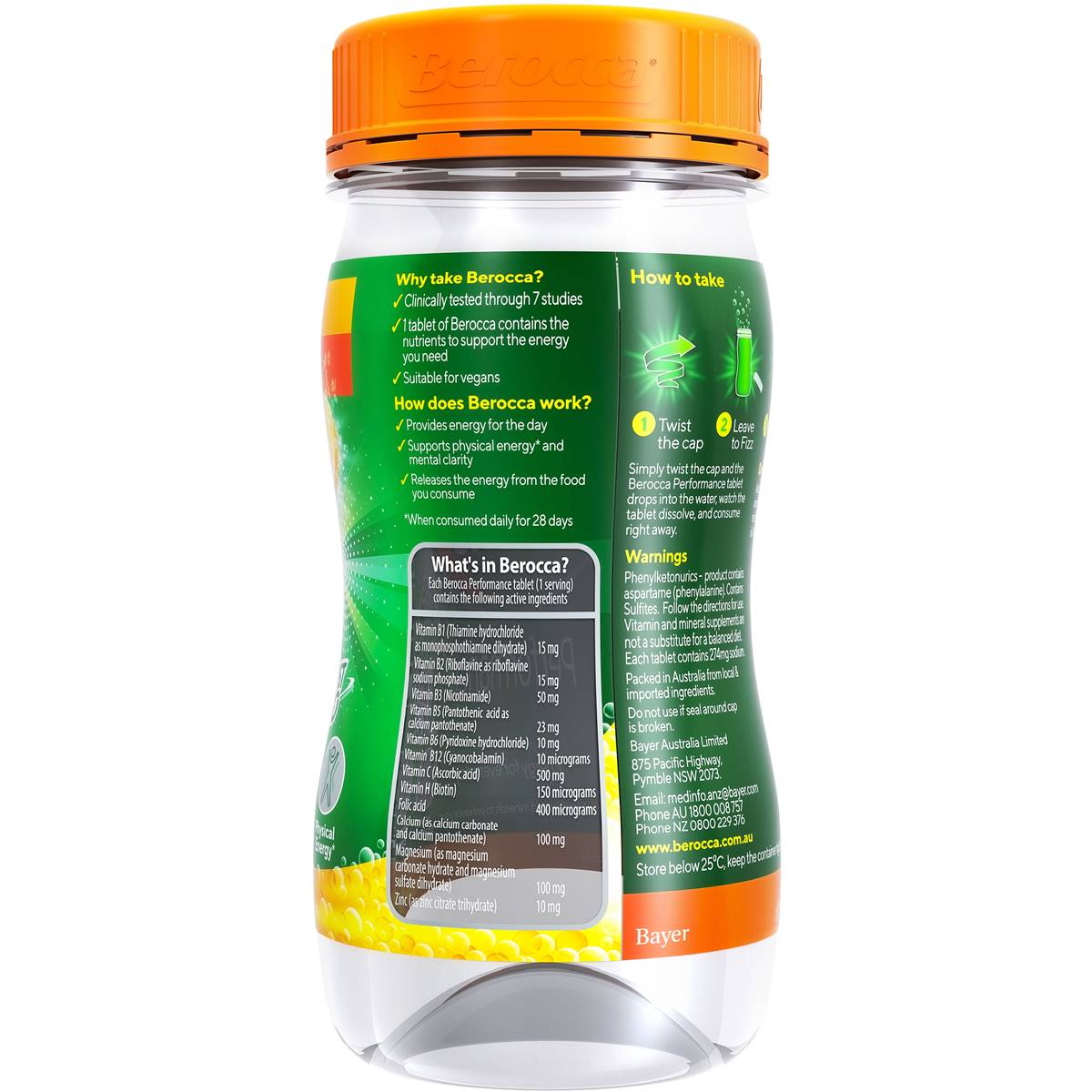 Berocca Twist N Go Energy Vitamin Orange Drink 250ml Woolworths