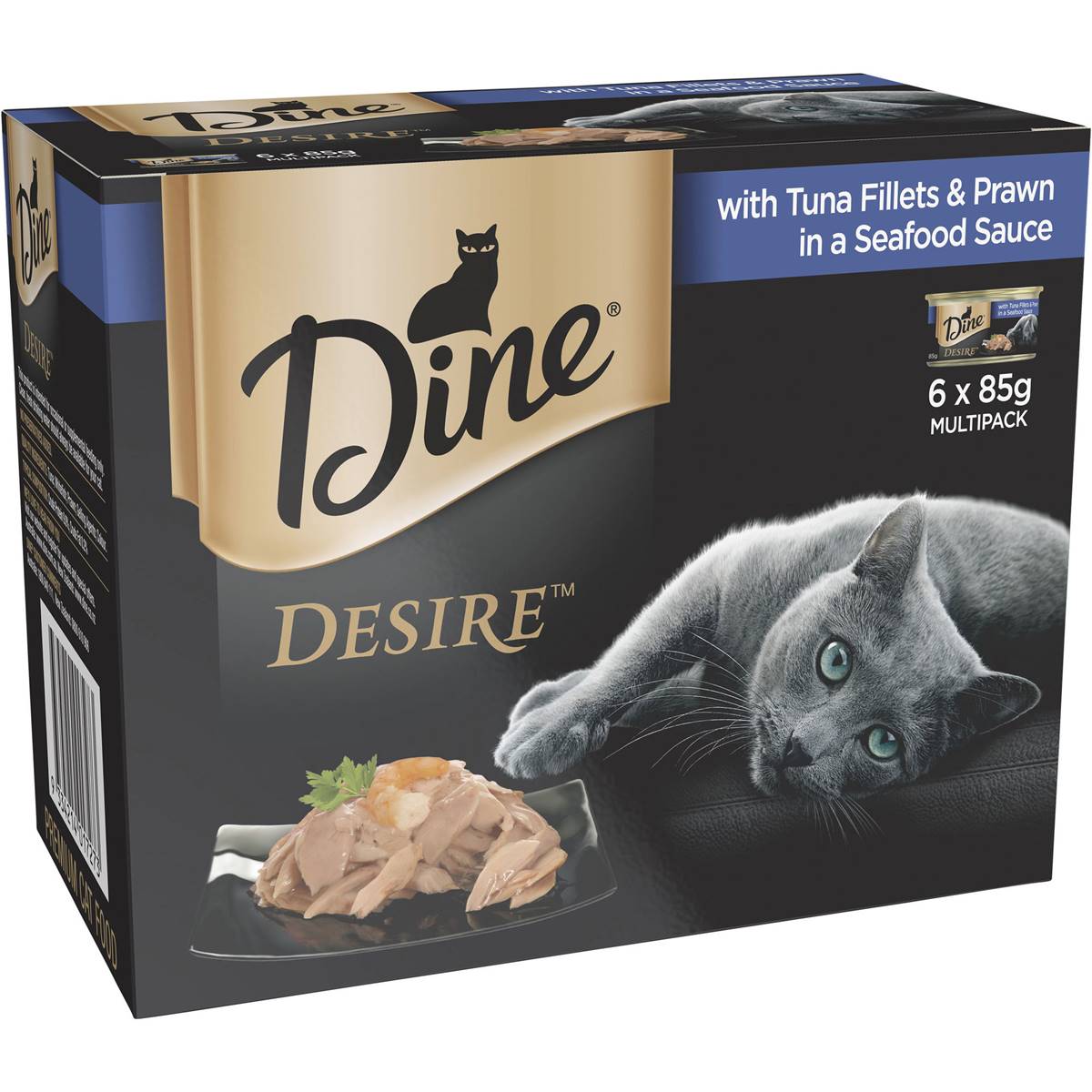 Dine Desire Wet Cat Food Tuna Fillets & Prawn In A Seafood Sauce Can 6