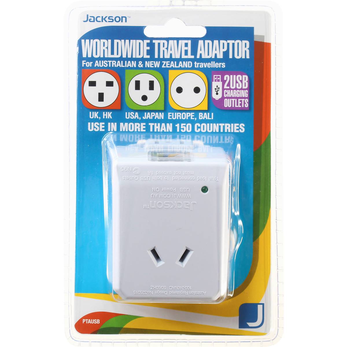 Jackson Outbound Travel Adaptor With 2x Usb Charging Outlets - Universal
