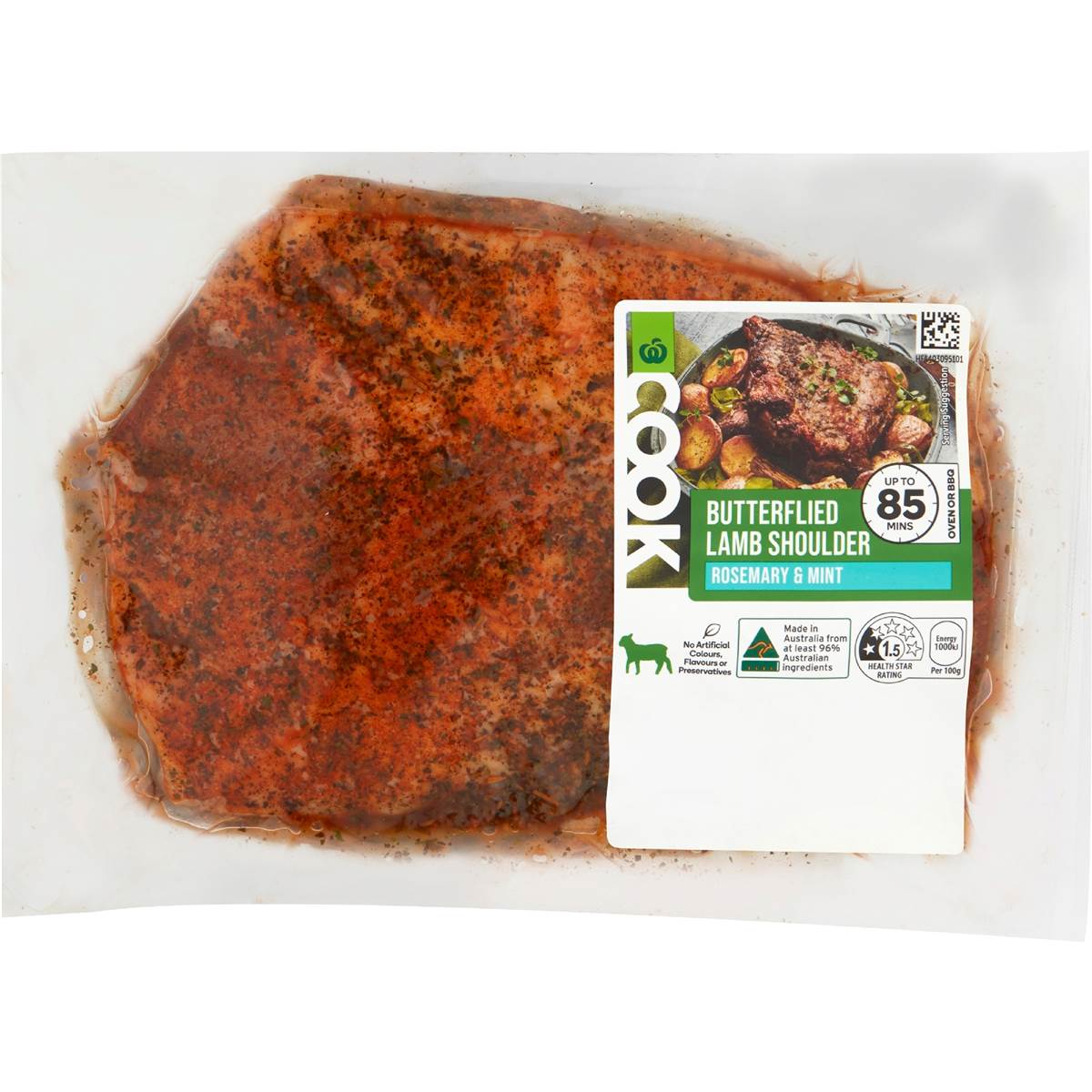Woolworths Cook Butterflied Lamb Shoulder With Rosemary & Mint 850g 1