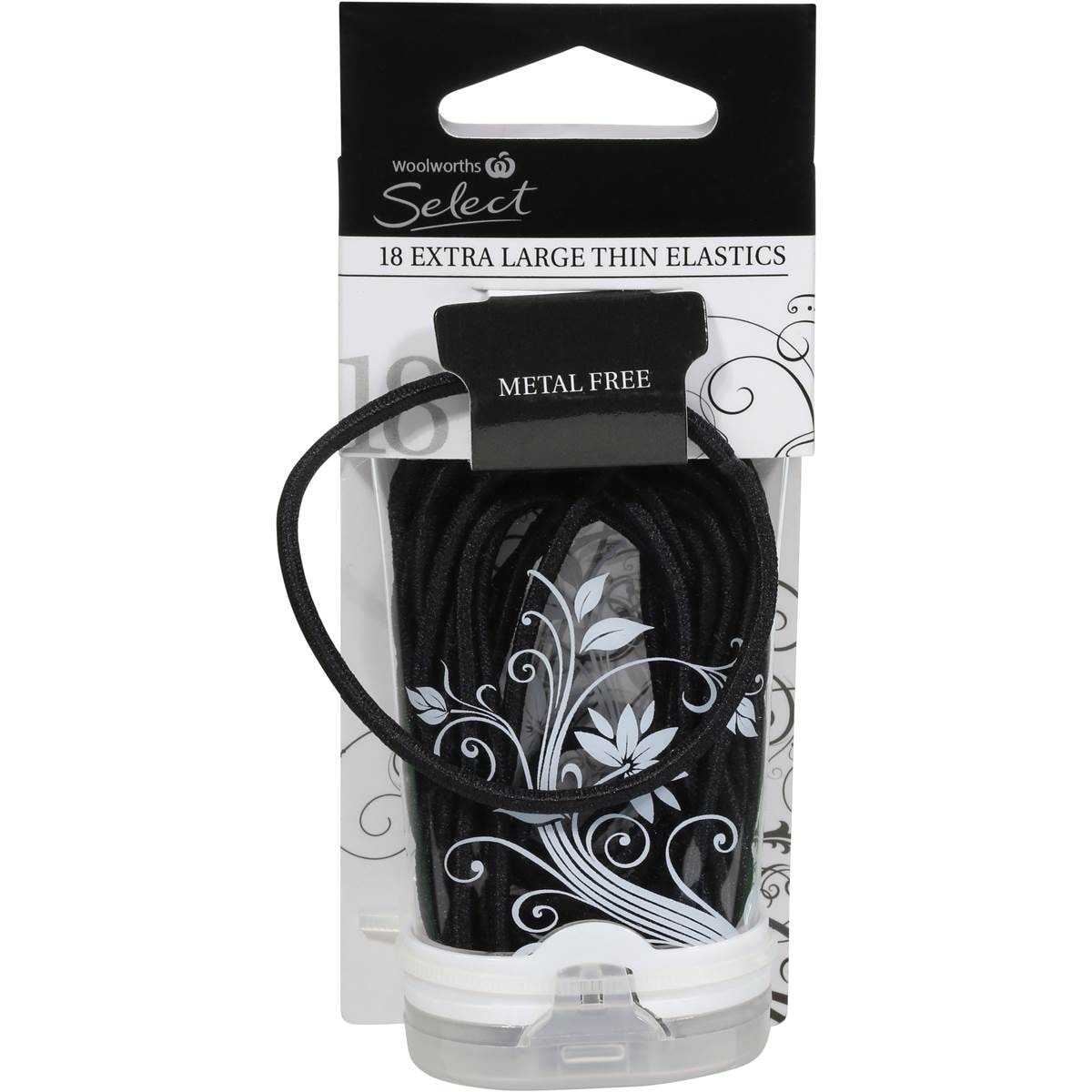Select Hair Elastics Extra Large Thin Black 18 Pack Woolworths