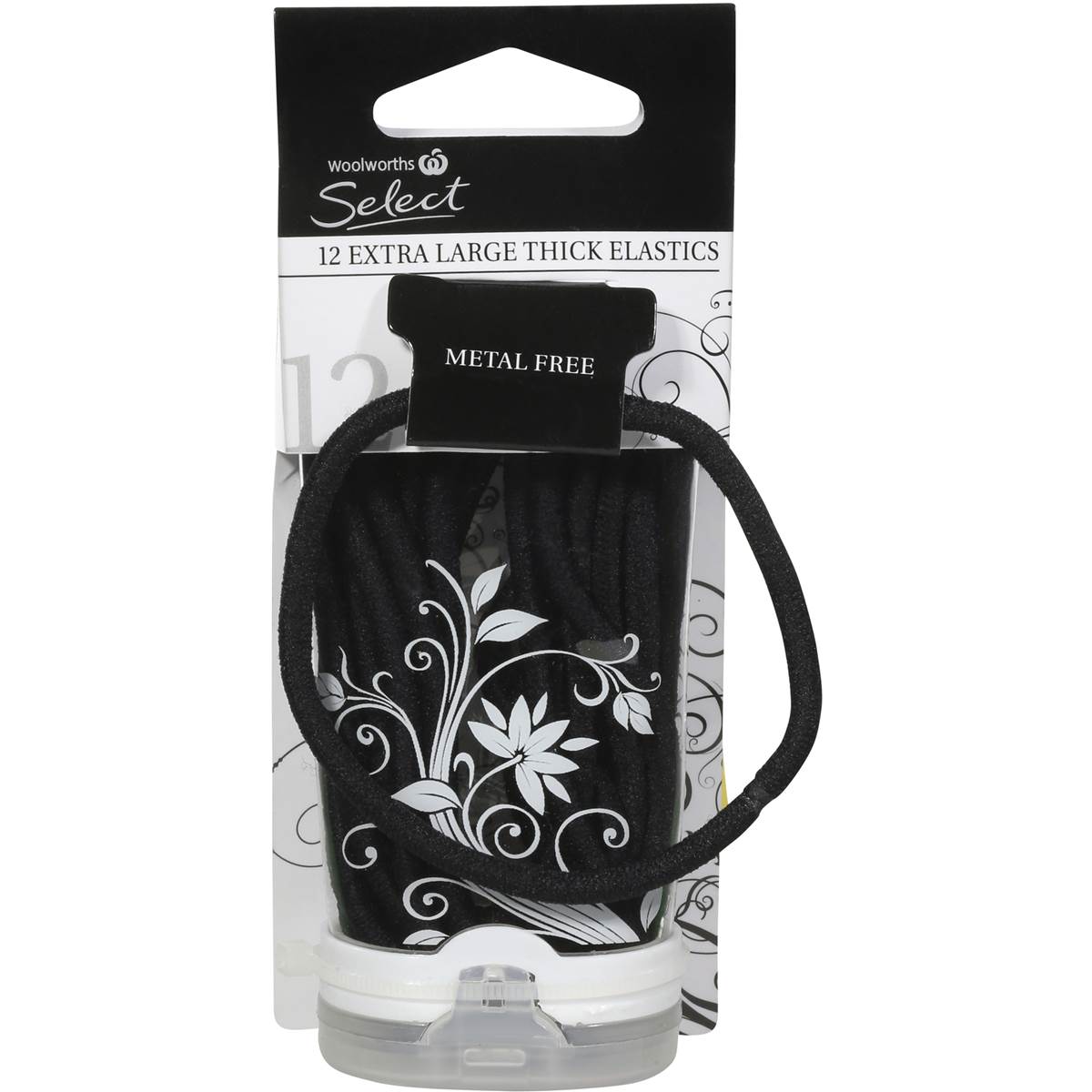 Select Hair Elastics Extra Large Thin Black 12 Pack Woolworths