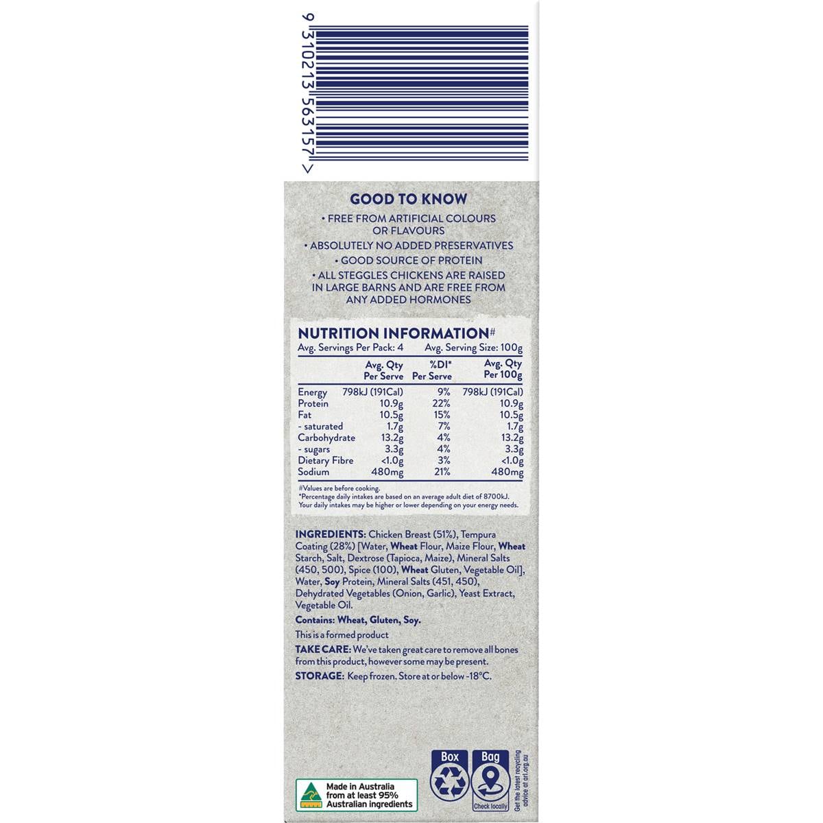 Steggles Chicken Breast Nuggets Tempura 400g Woolworths