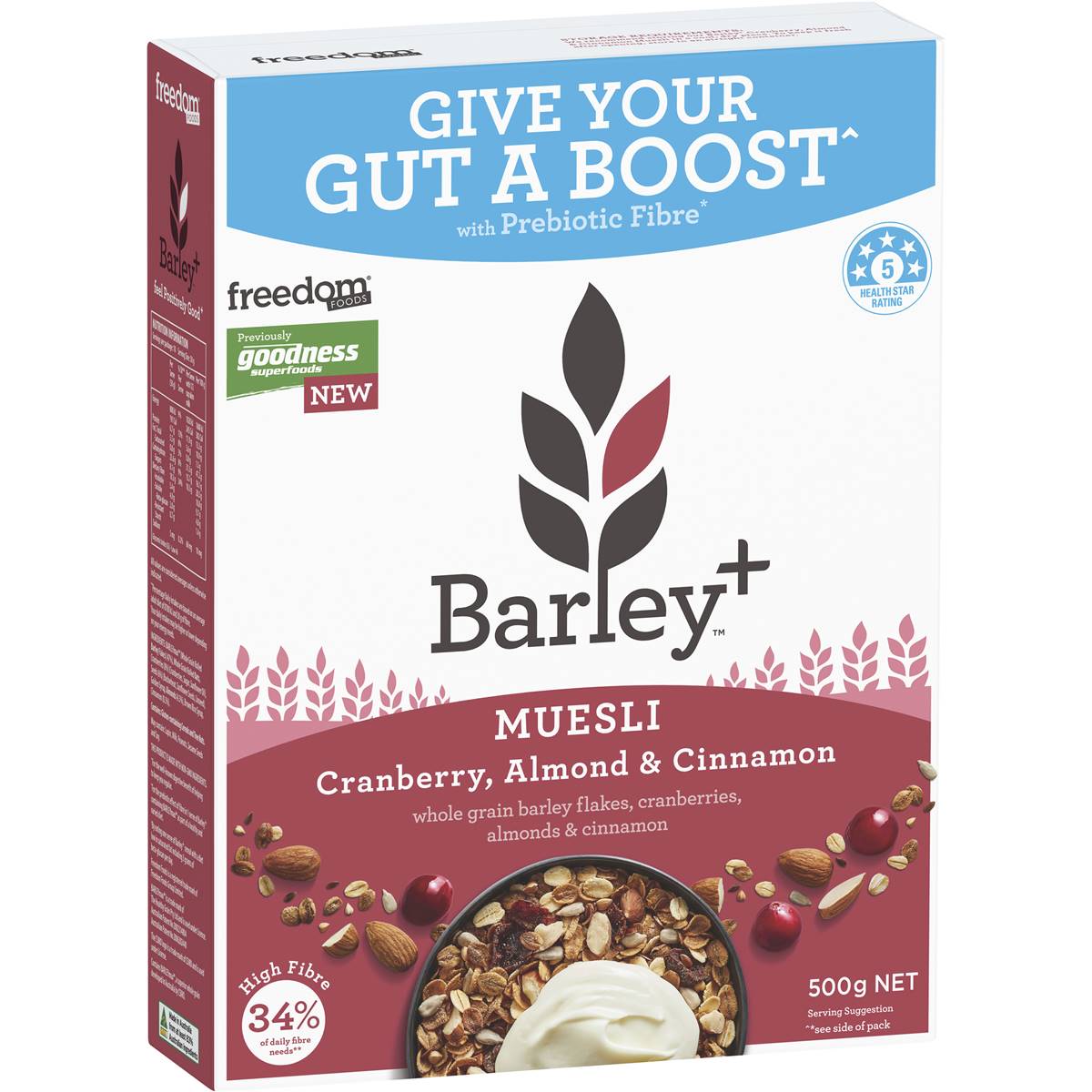 Barley + Cranberry Almond Muesli & Cinnamon Muesli 500g Woolworths