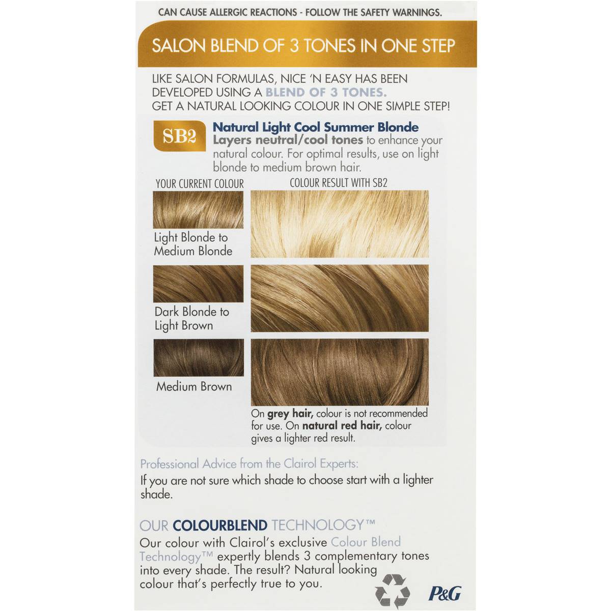 Clairol Nice N Easy Sb2 Natural Light Cool Summer Blonde Each | Woolworths