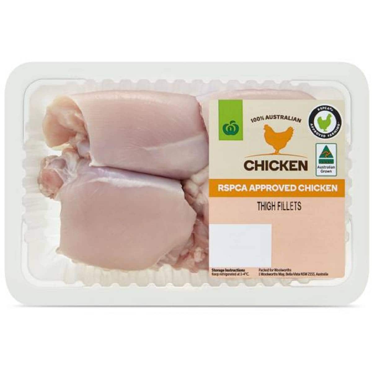 Woolworths RSPCA Approved Chicken Thigh Fillets Skinless Small 550g - 715g