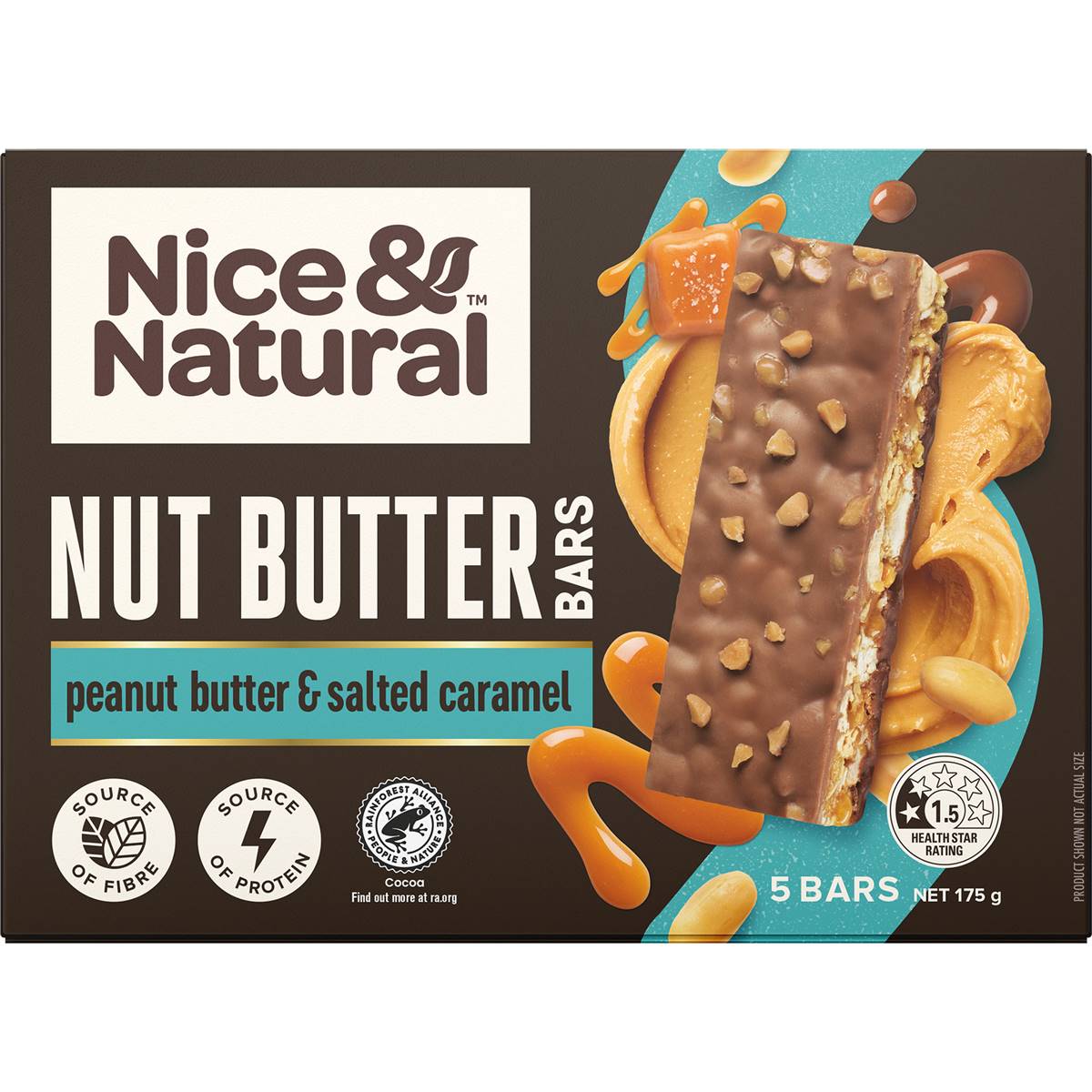 Nice & Natural Nut Butter Bars Peanut Butter & Salted Caramel 5 Pack