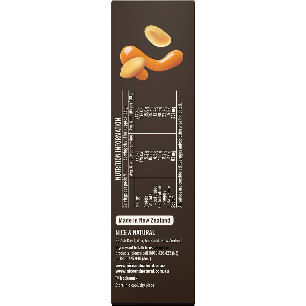 Nice & Natural Nut Butter Bars Peanut Butter & Salted Caramel 5 Pack