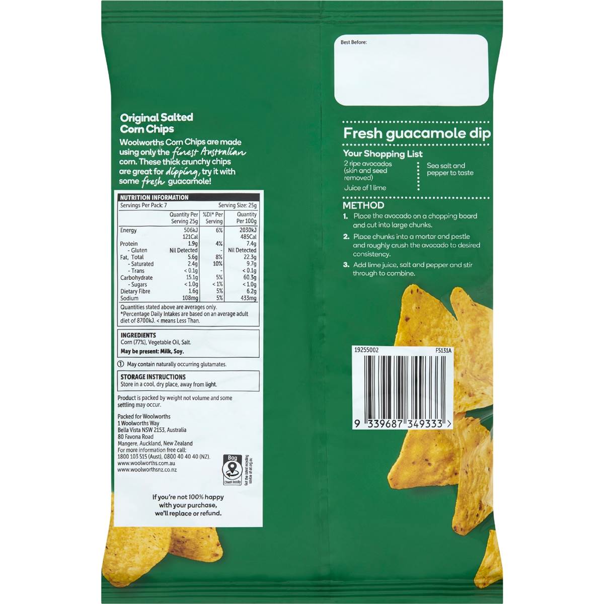 Woolworths Original Salted Corn Chips 175g Woolworths