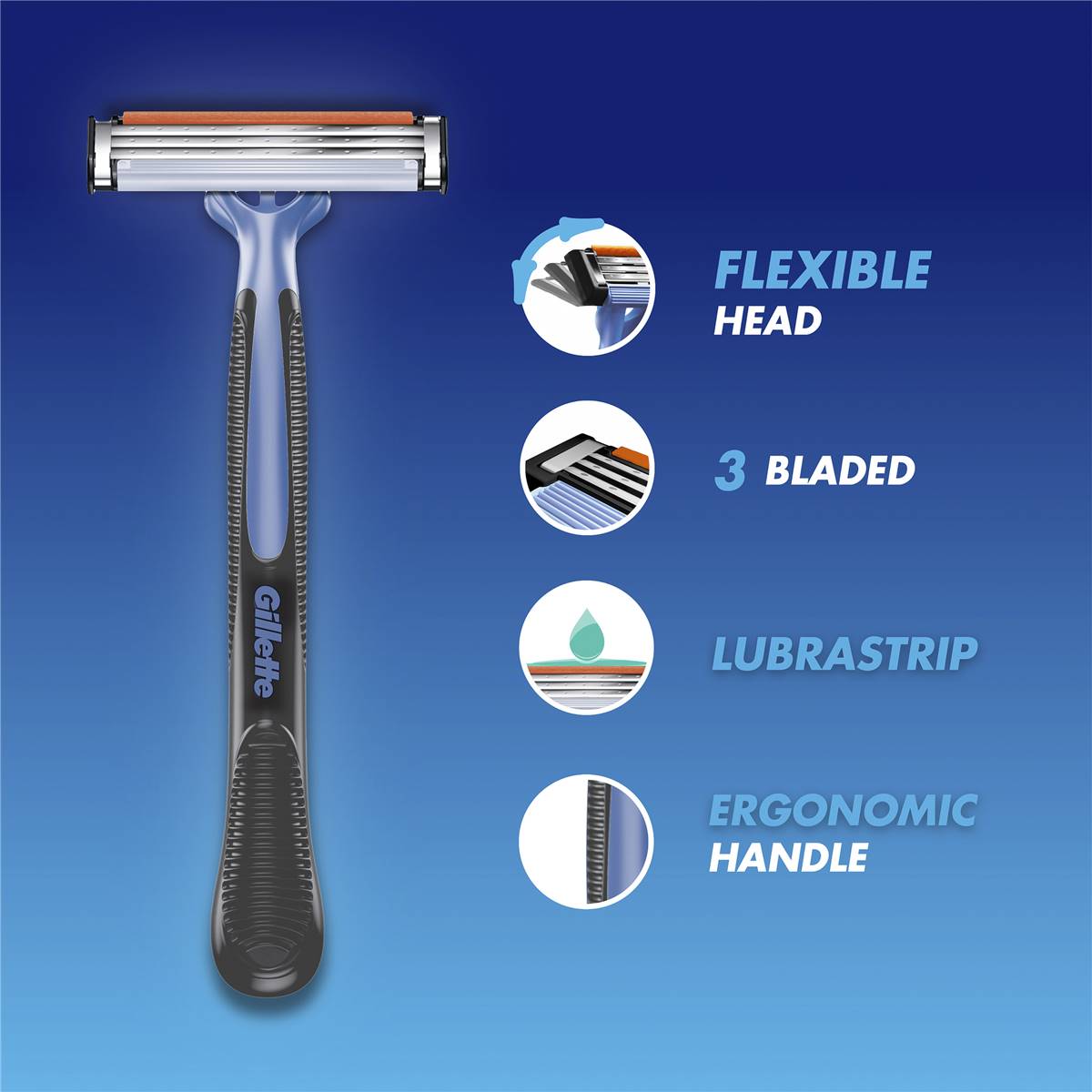 Gillette Blue 3 Disposable Shaving Razor 8 Pack Woolworths