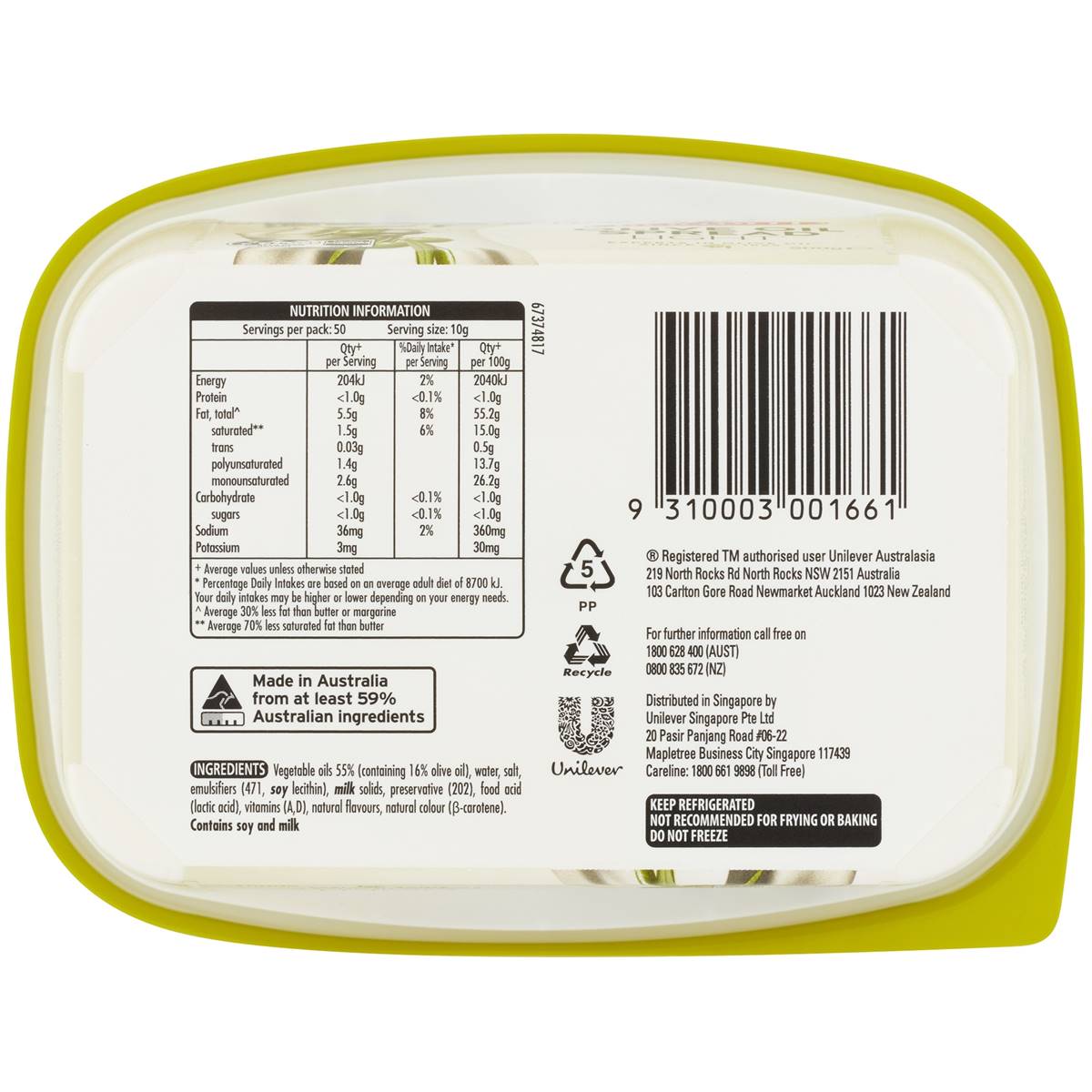 Bertolli Olive Oil Margarine Light 500g Woolworths