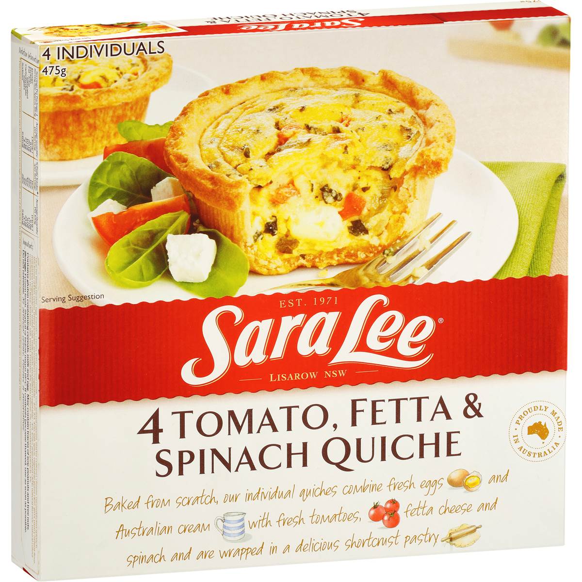 Sara Lee Quiche Tomato Fetta Spinach 475g Woolworths